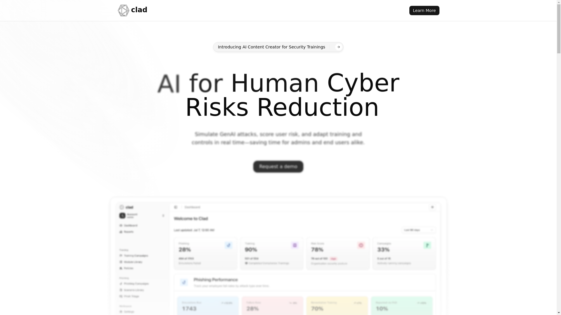 website screenshot of https://cladsecurity.com/