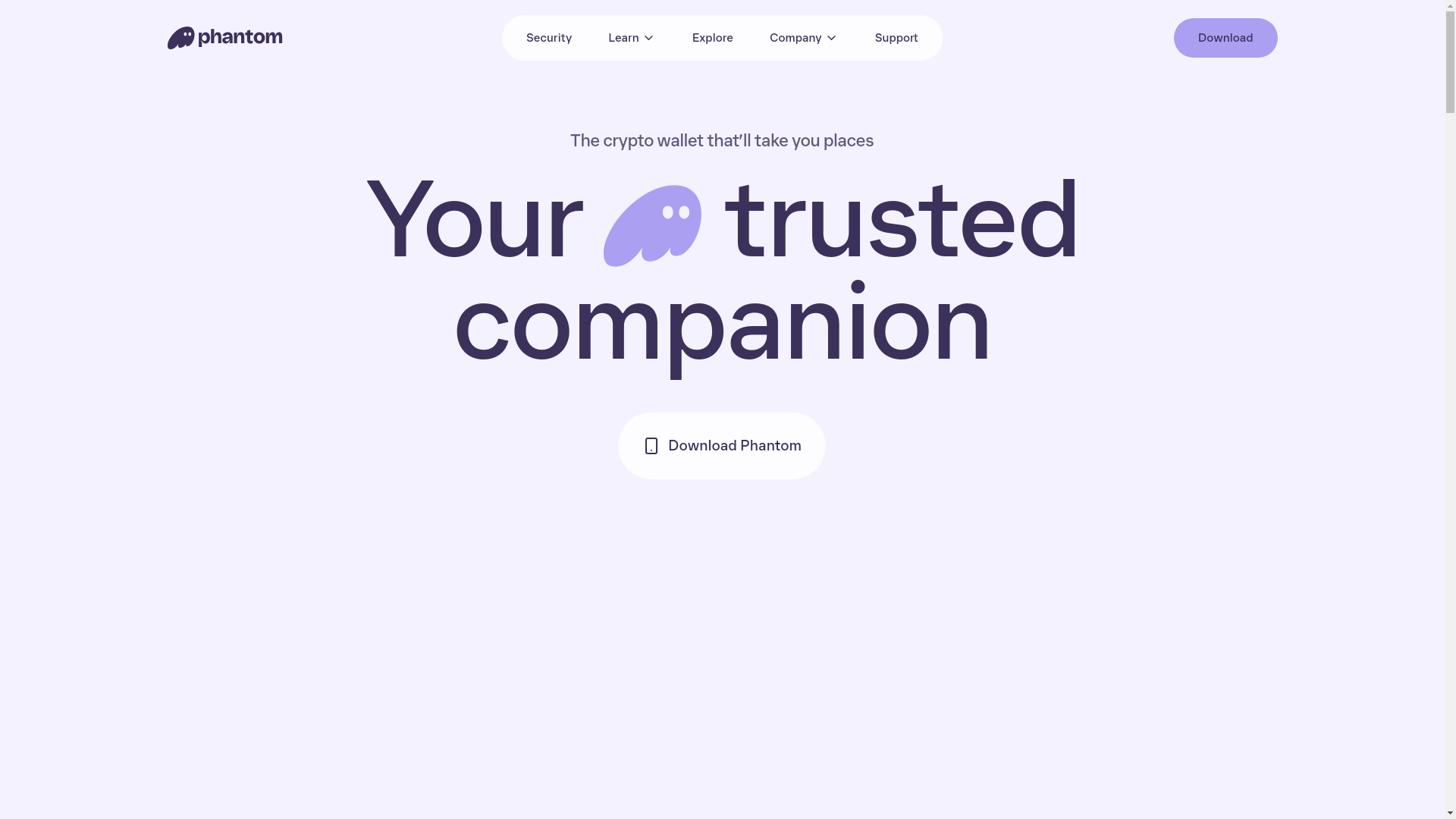 website screenshot of https://phantom.app