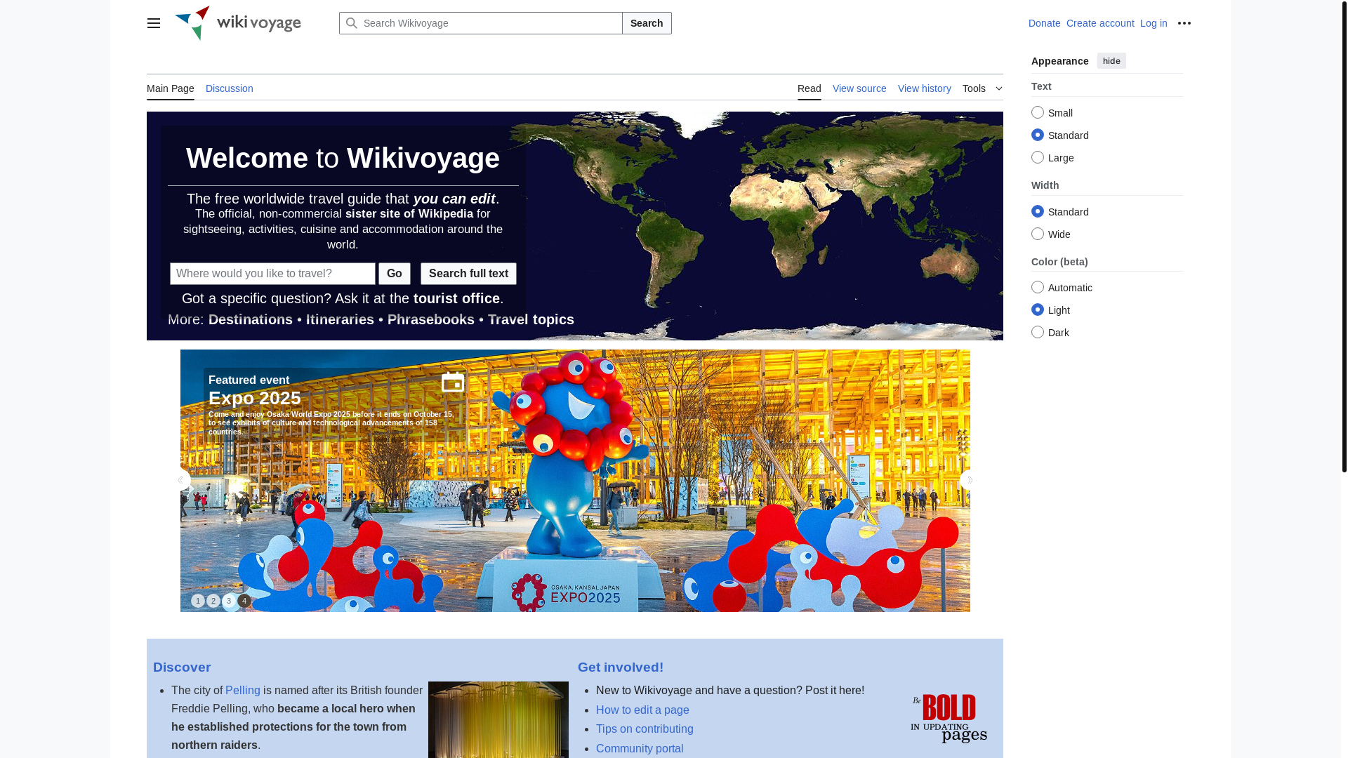 website screenshot of https://en.wikivoyage.org/