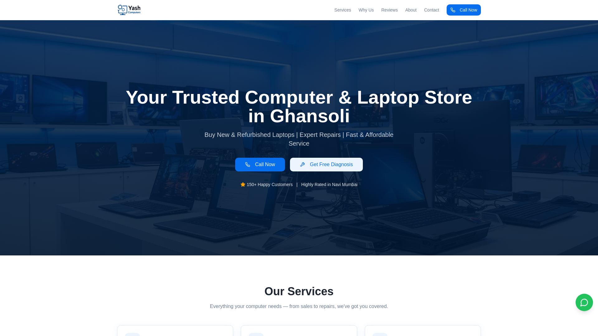 website screenshot of https://yashcomputerstech.com