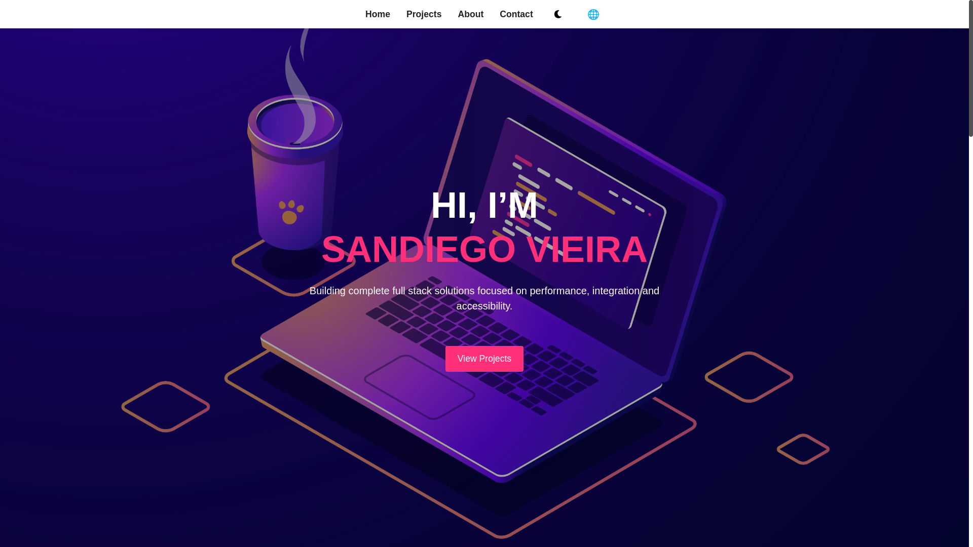 website screenshot of https://sandiegovieira.dev/