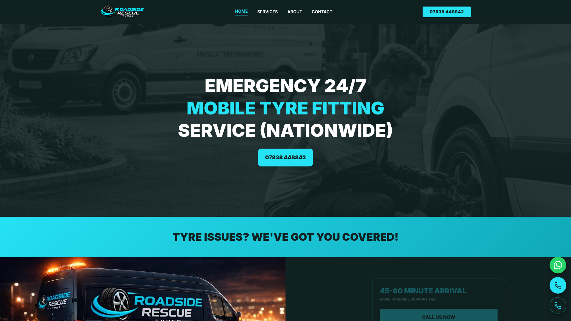 website screenshot of https://roadsiderescuetyres.uk/