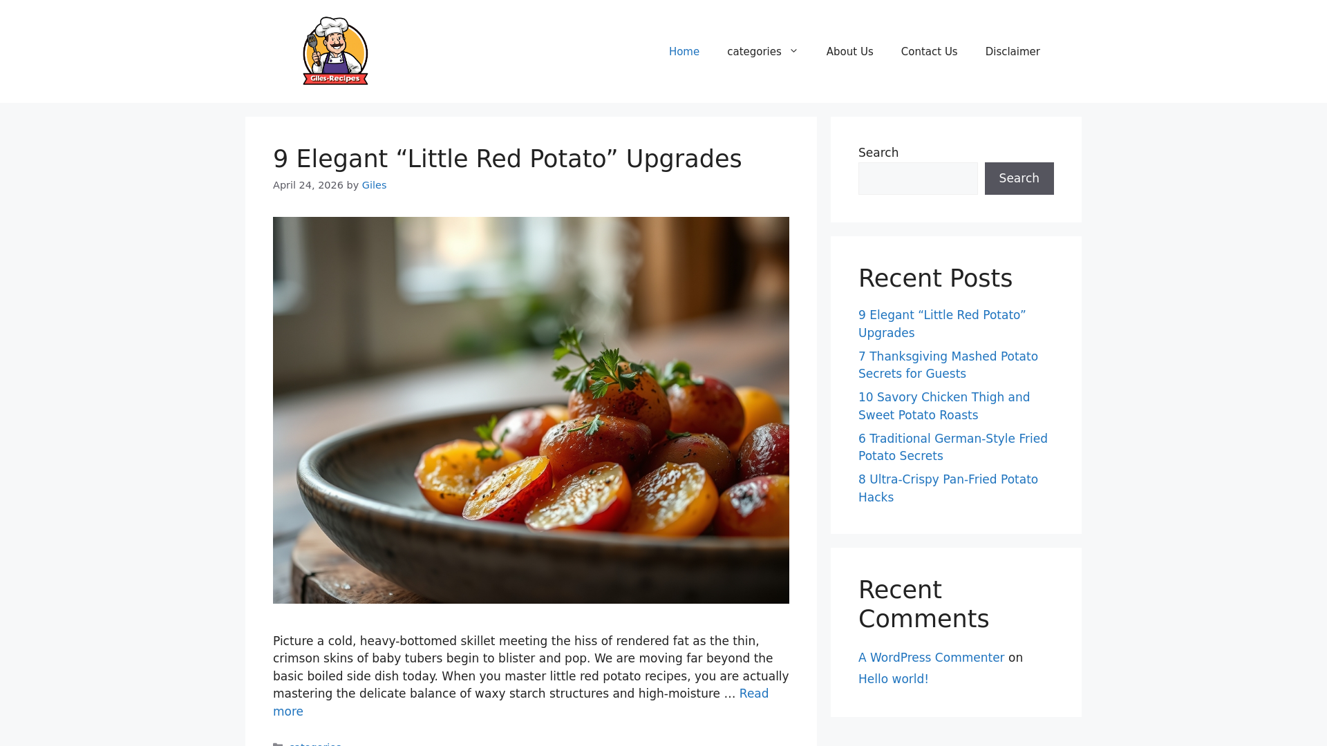 website screenshot of https://gilesrecipes.com