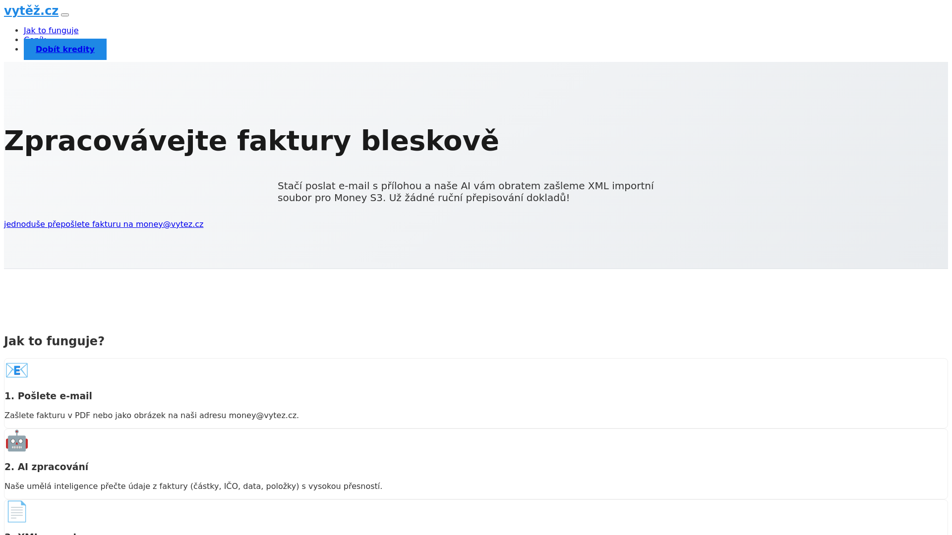 website screenshot of https://vytez.cz