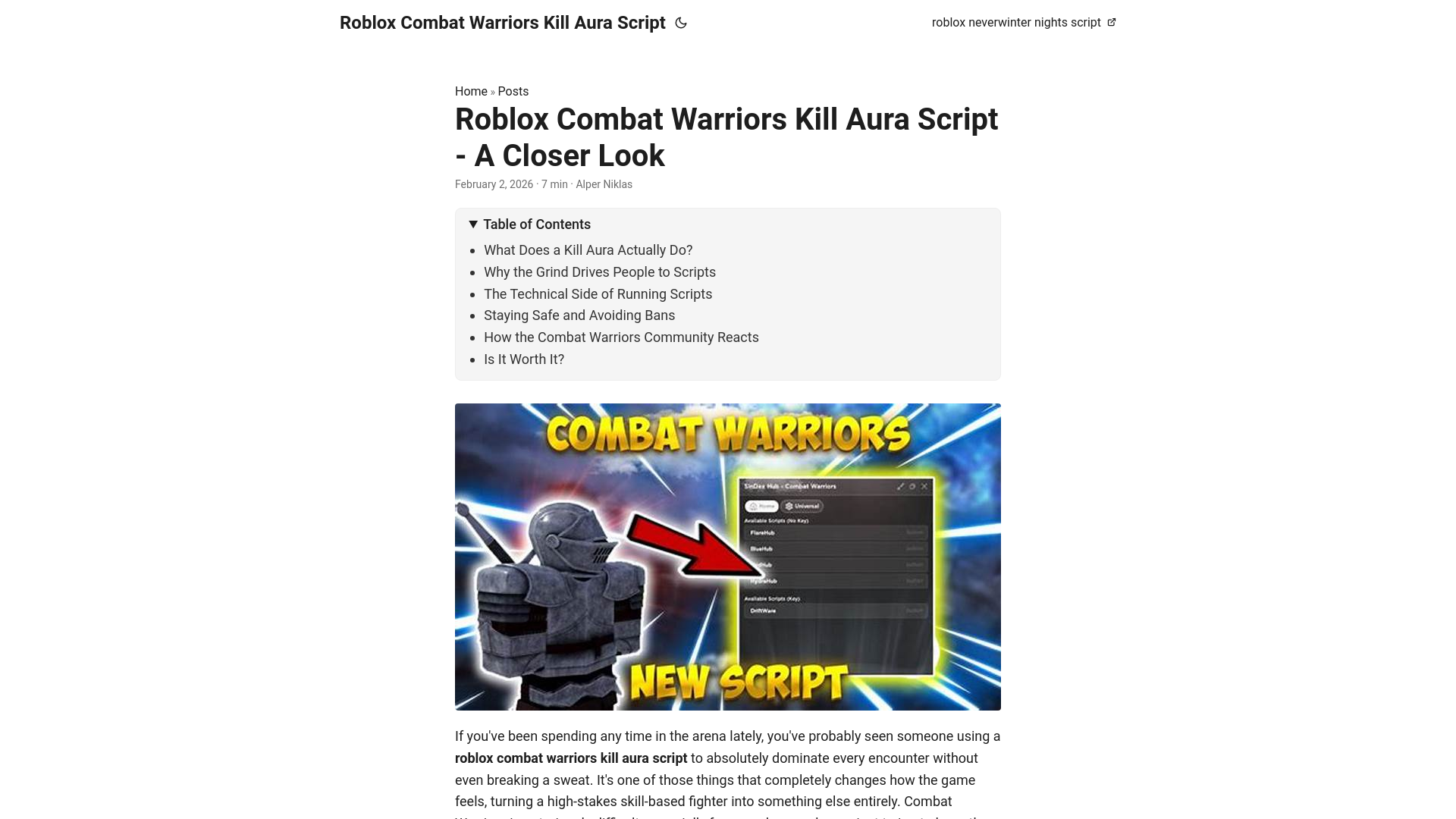 website screenshot of https://roblox-combat-warriors-kill-aura-script.pages.dev/