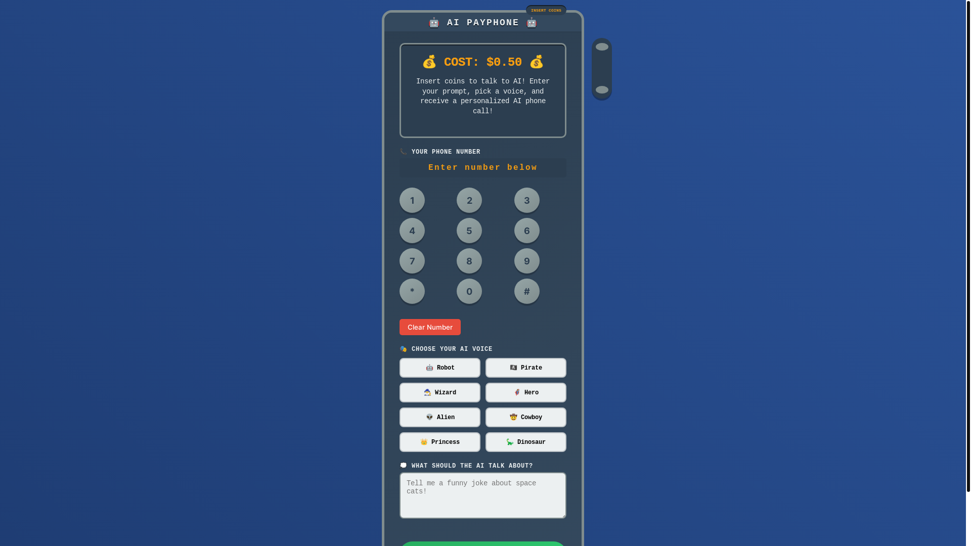 website screenshot of https://aiphonebooth.xyz/