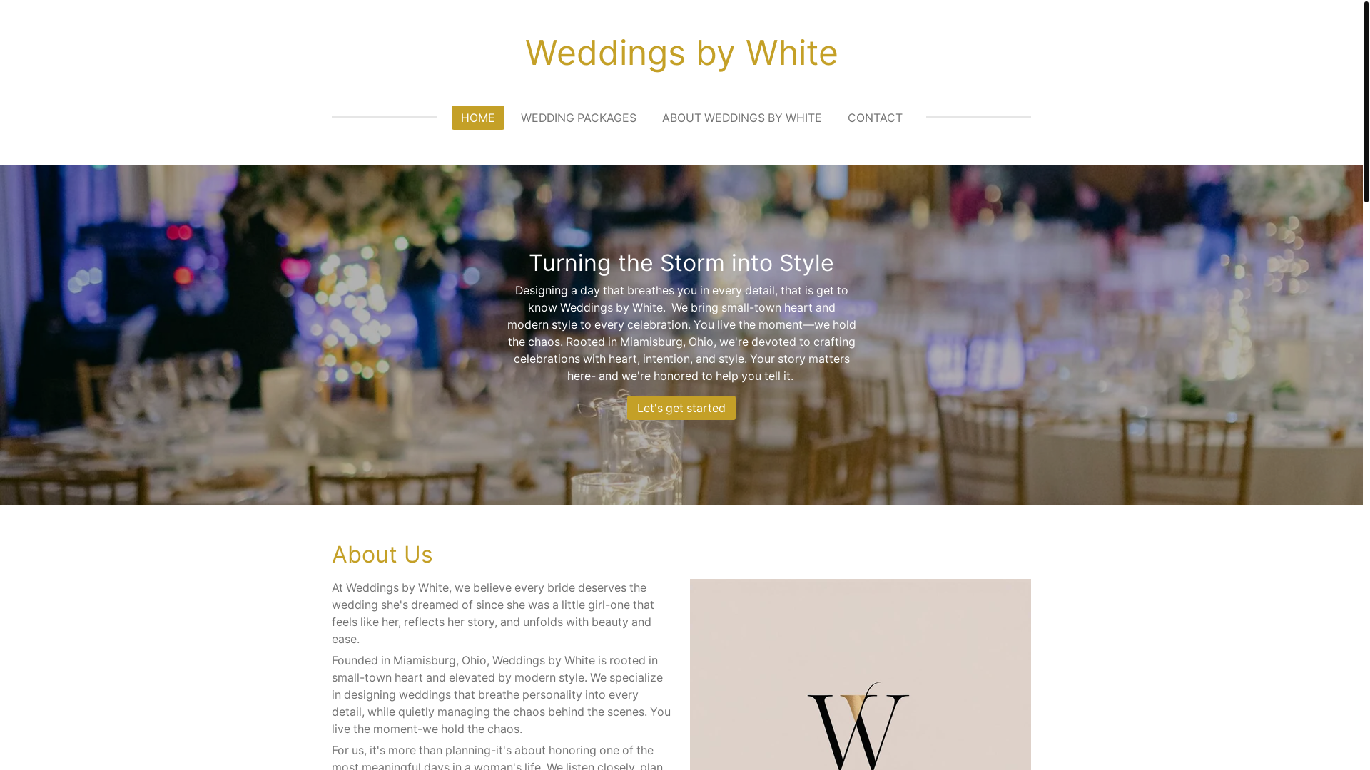 website screenshot of https://weddingsbywhite.com/