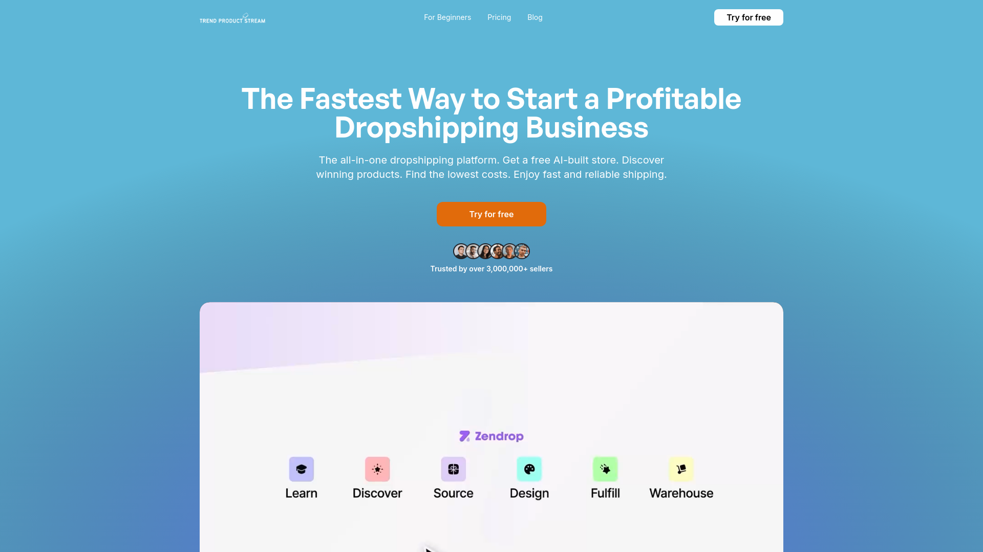 website screenshot of https://trendproductstream.org/