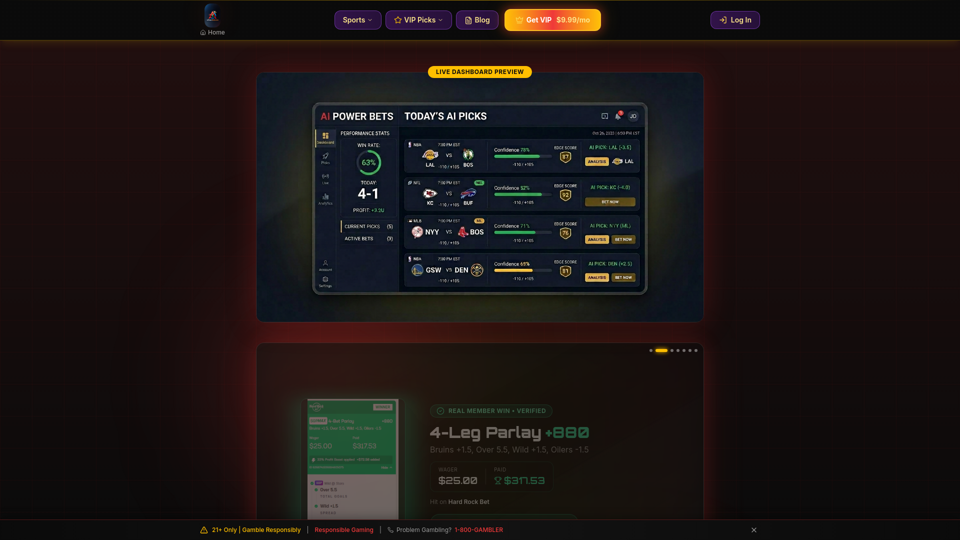 website screenshot of https://aipowerbets.com/