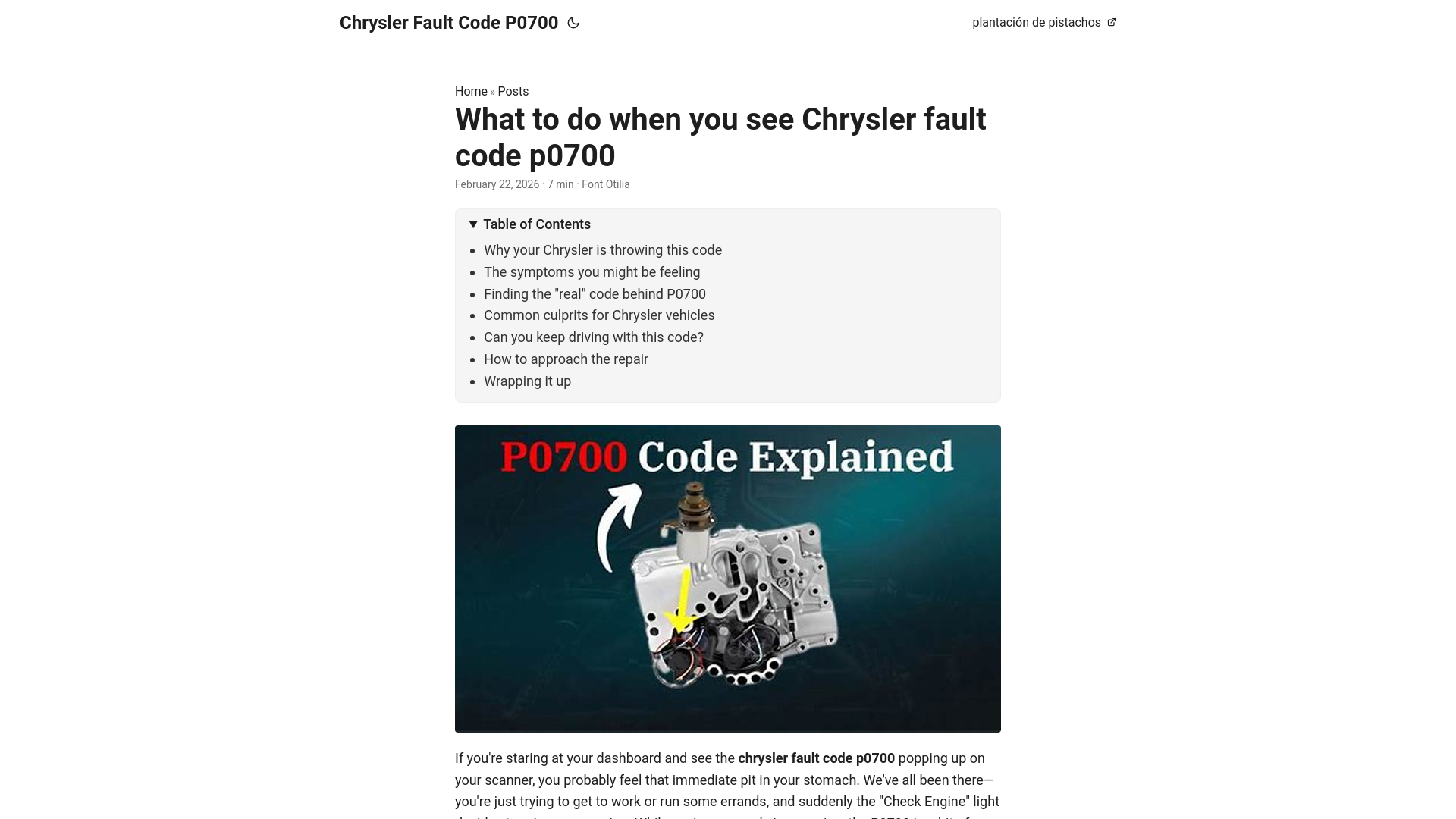website screenshot of https://chrysler-fault-code-p0700.pages.dev/