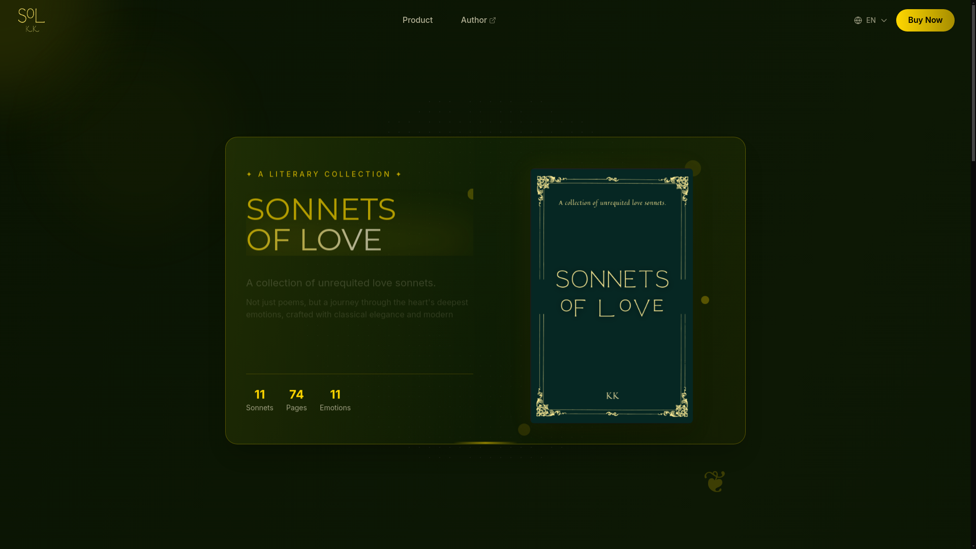 website screenshot of https://sonnetsoflove.shop/