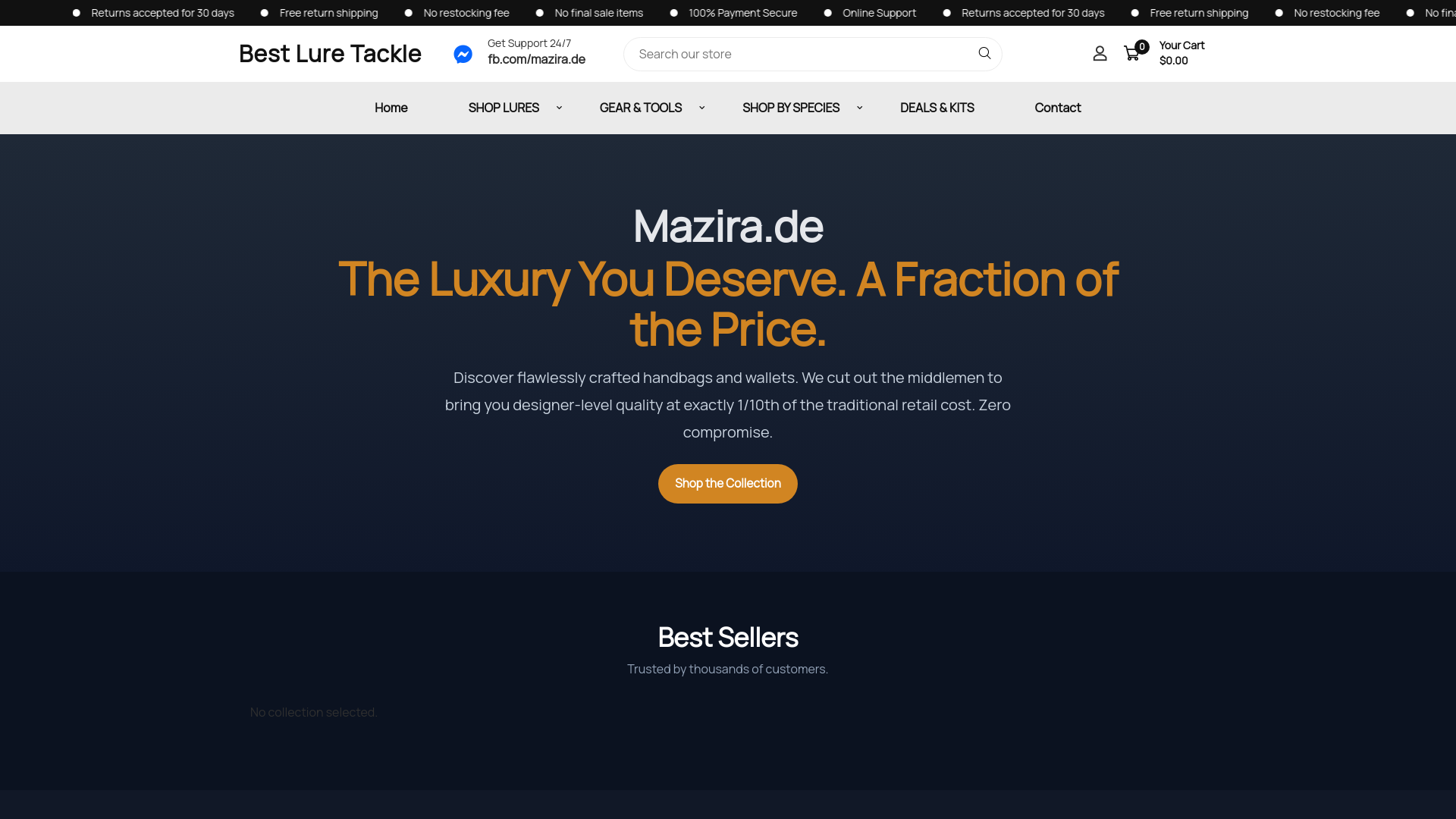 website screenshot of https://bestluretackle.com/