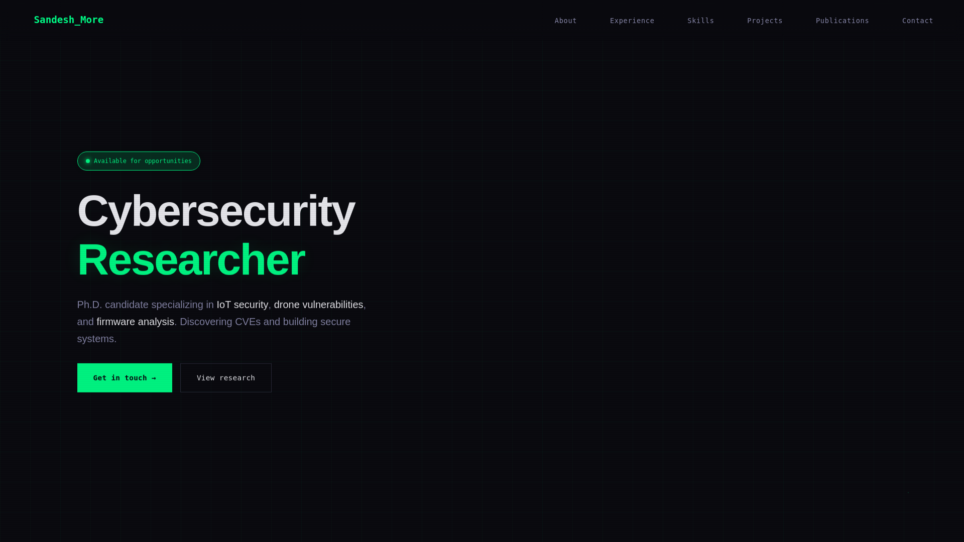 website screenshot of https://sandeshmore.me