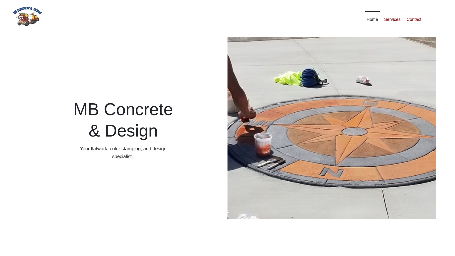 website screenshot of https://mbconcretedesign.info/