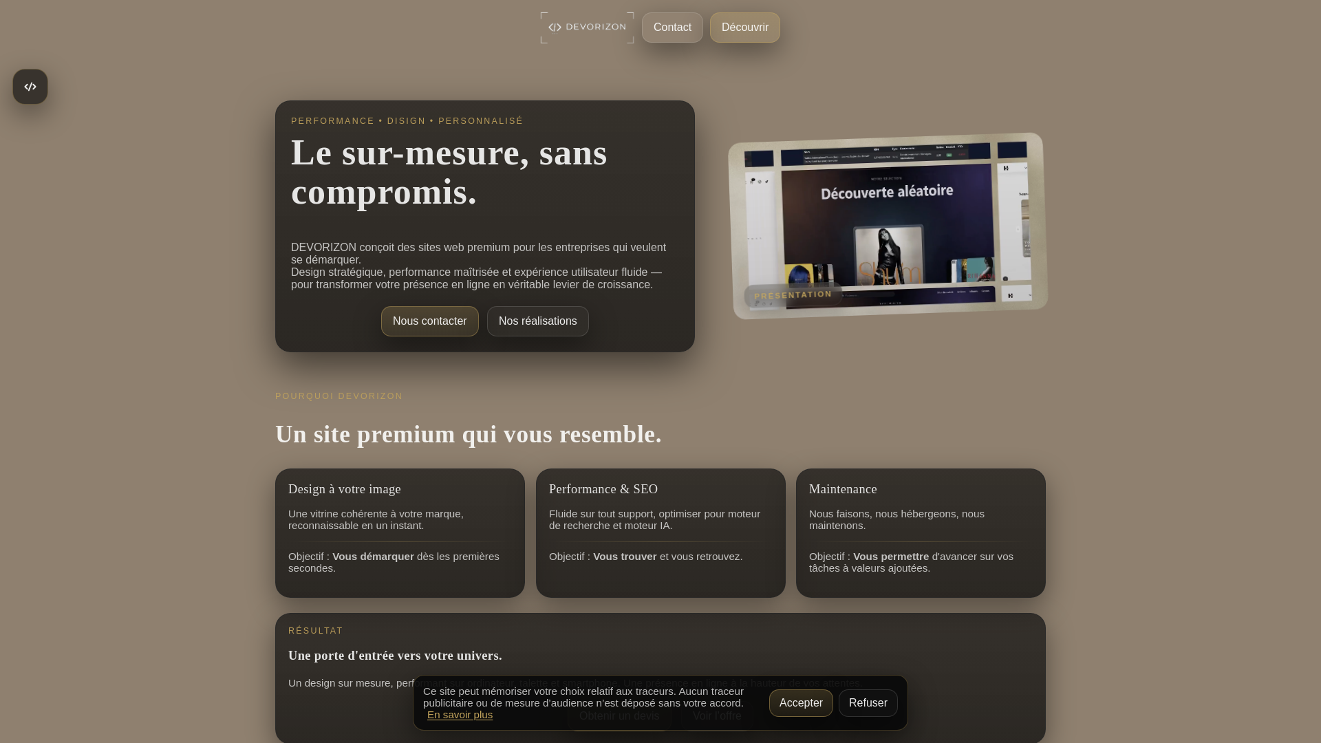 website screenshot of https://devorizontestun.fr