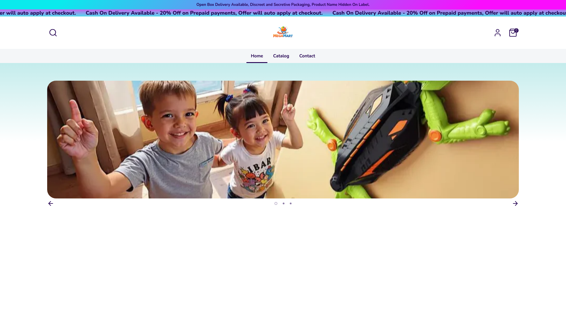 website screenshot of https://megamarttoys.store/