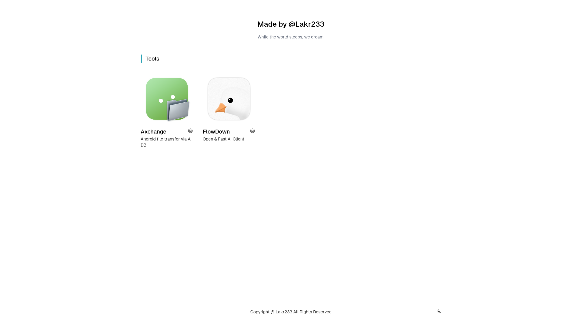 website screenshot of https://lakr233-apps-90f1301d8ada.pages.dev/
