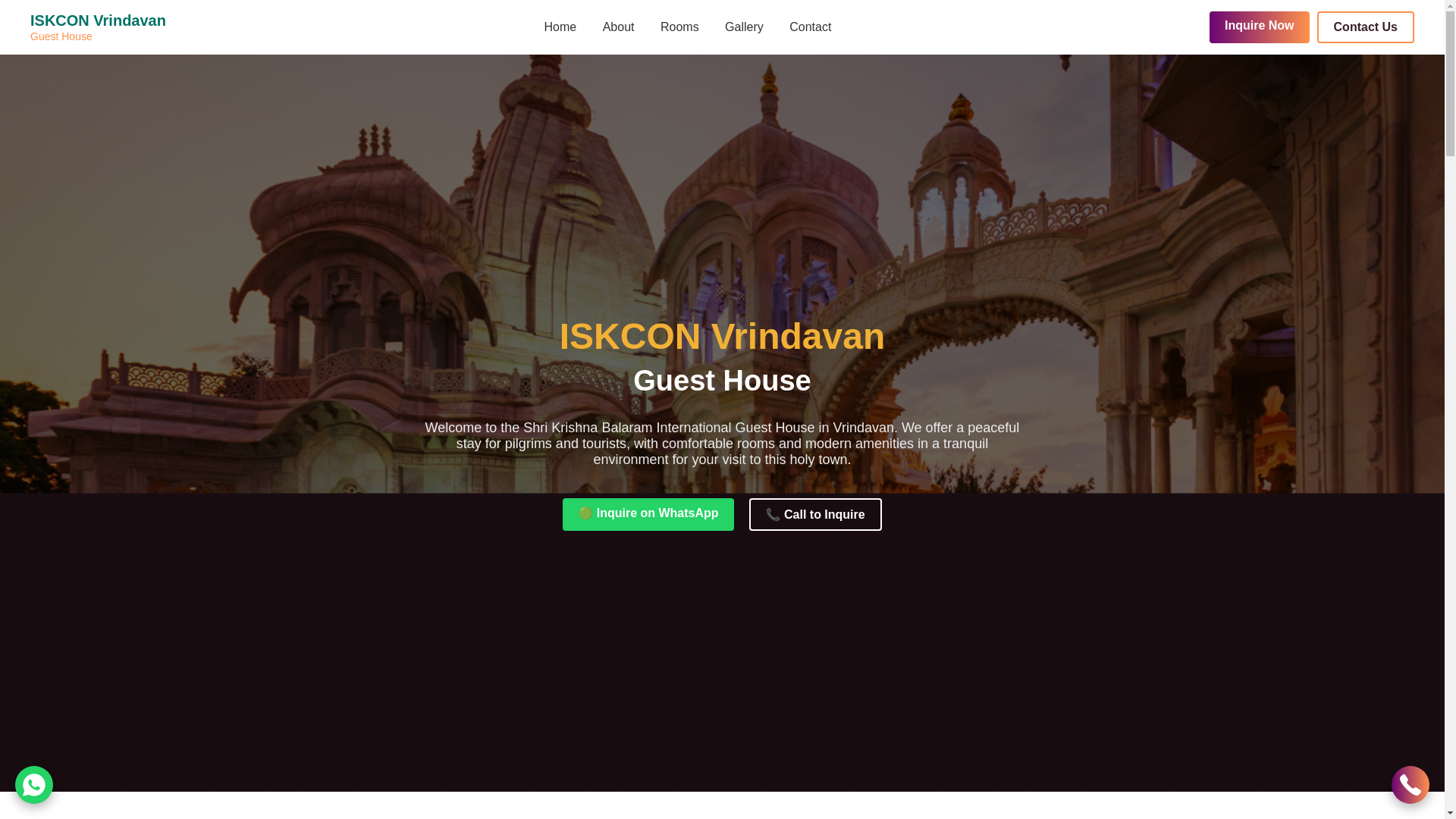 website screenshot of https://iskconvrindavan.org.in/