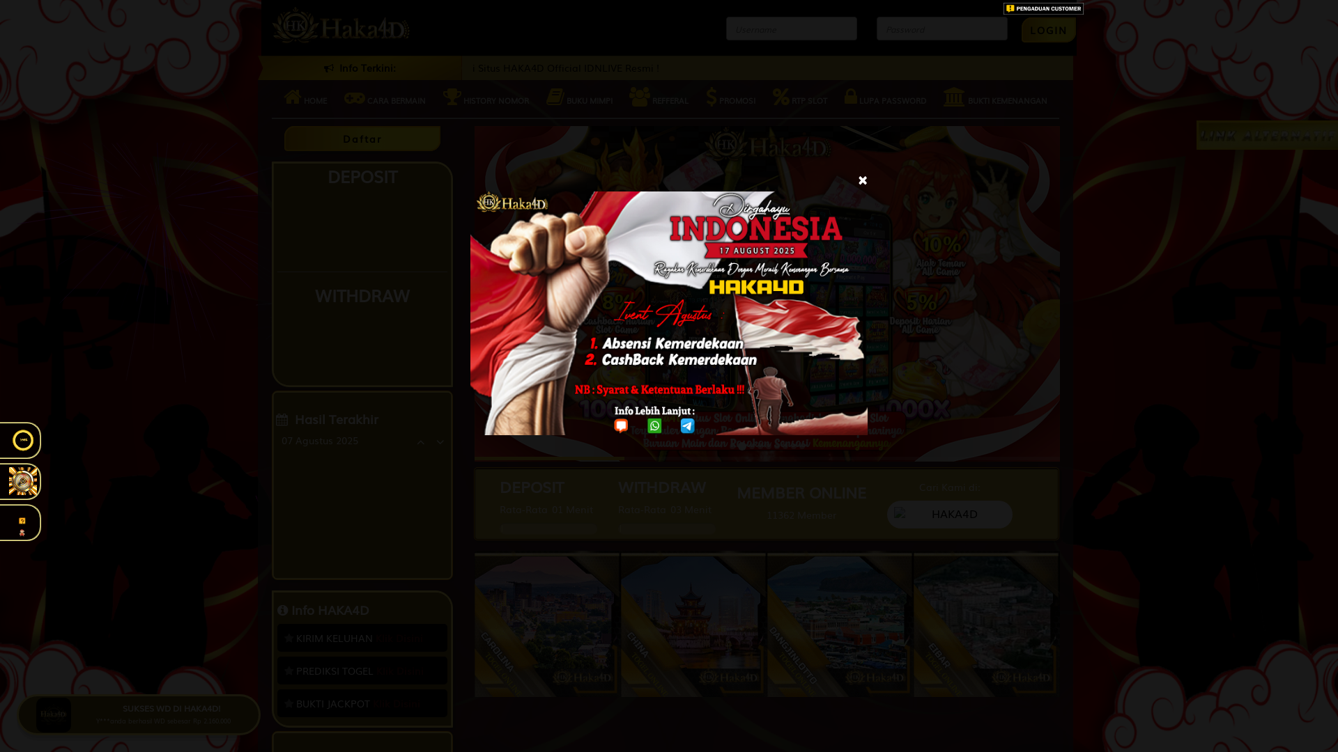 website screenshot of https://hakacuan.store/