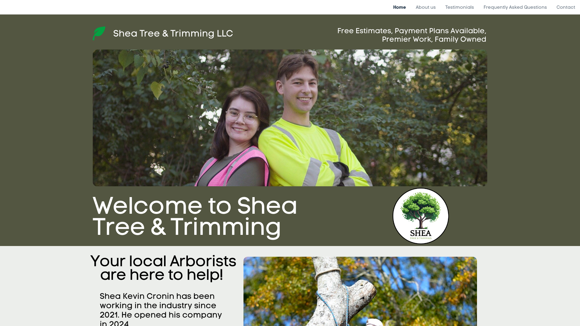 website screenshot of https://sheatreetrimming.com