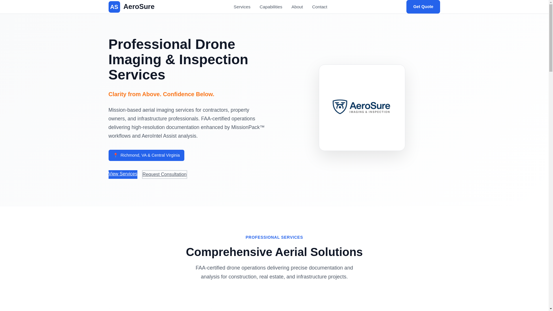 website screenshot of https://aerosure-website.pages.dev/