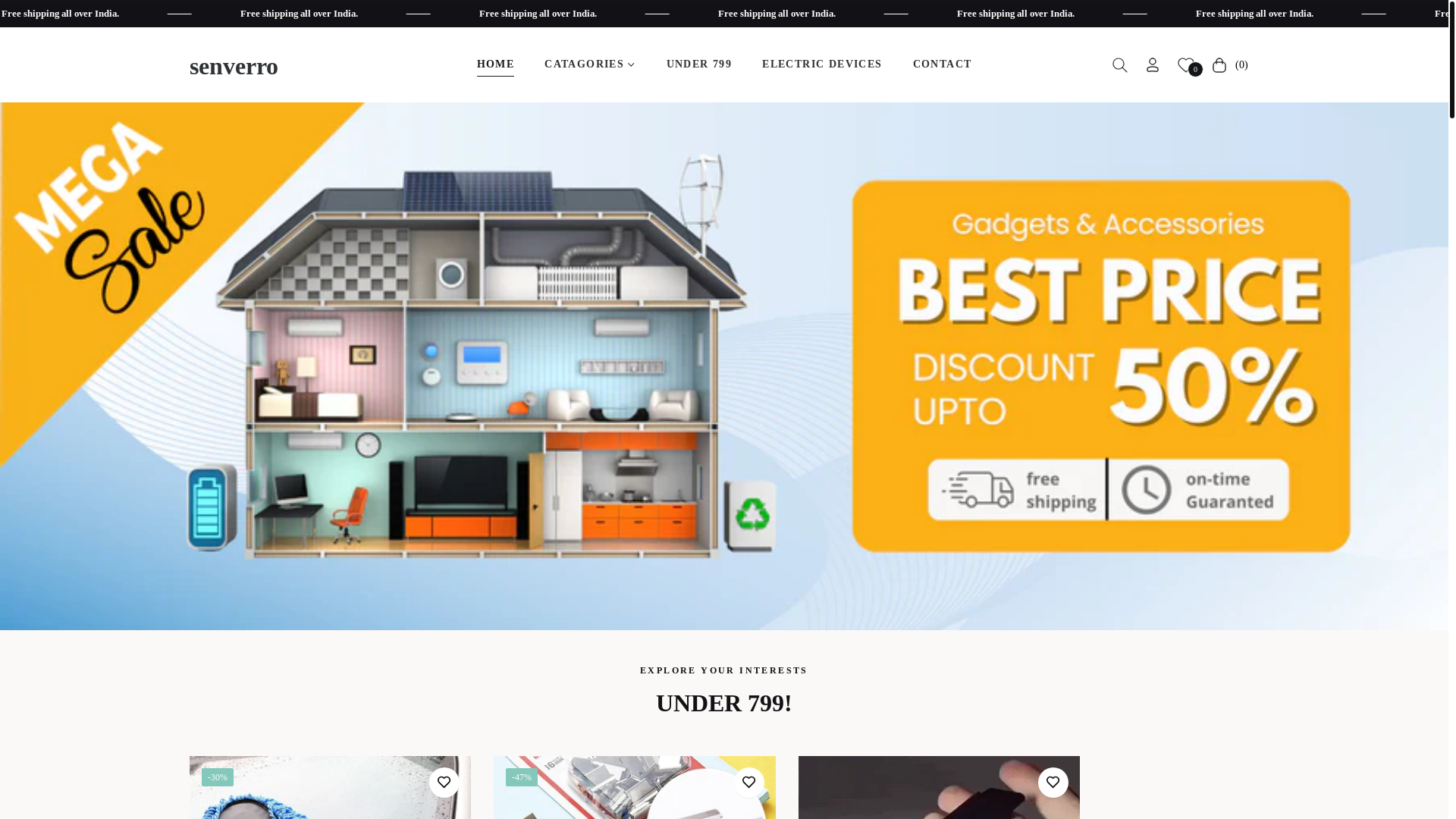 website screenshot of https://senvero.shop/