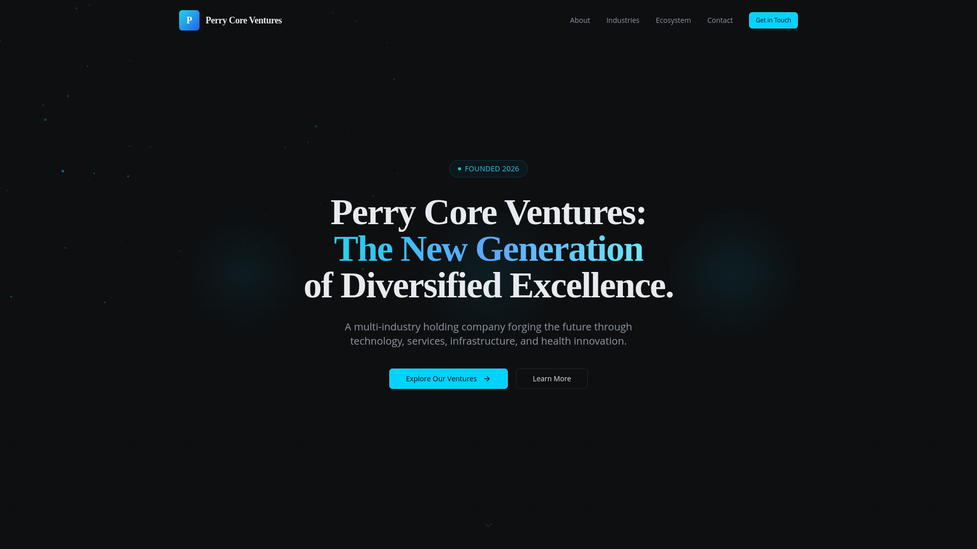 website screenshot of https://perrycoreventure.com/