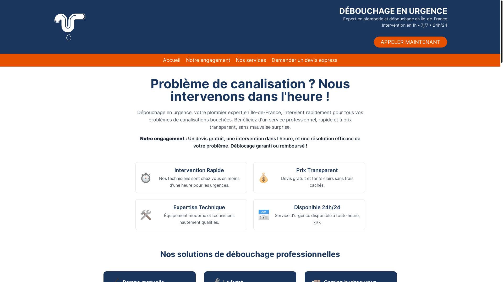 website screenshot of https://website-debouchage-en-urgence.pages.dev/