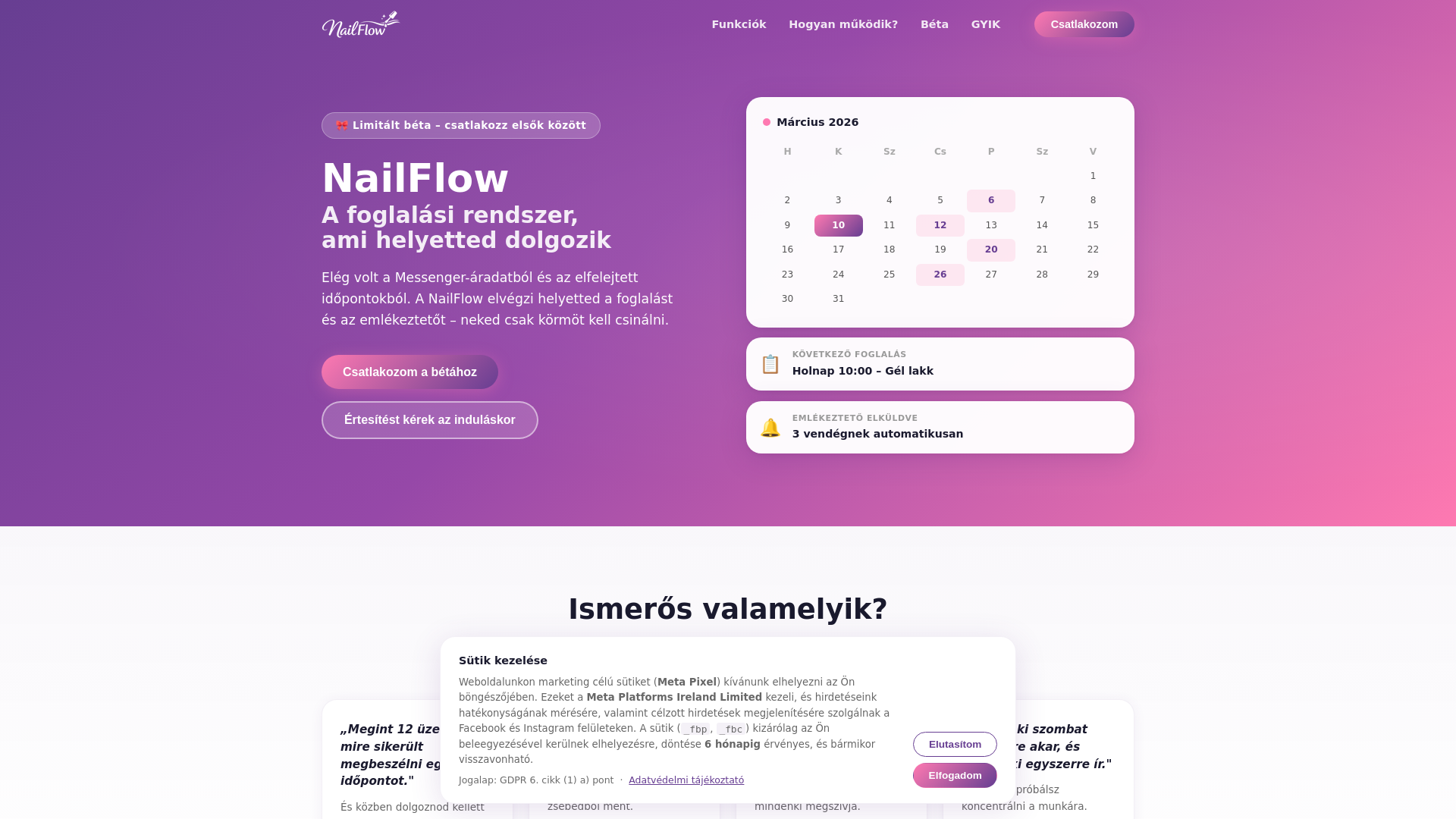 website screenshot of https://nailflow.hu/
