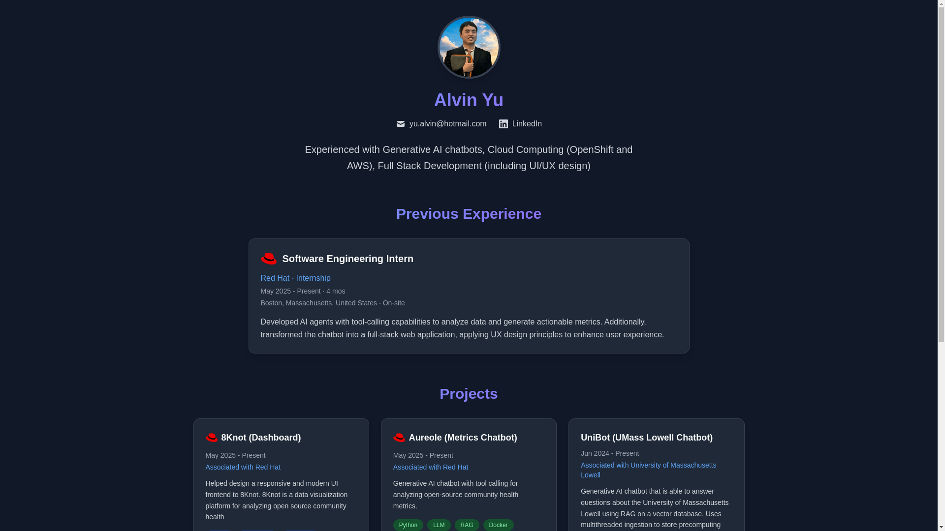 website screenshot of https://yualvinwebsite.pages.dev/