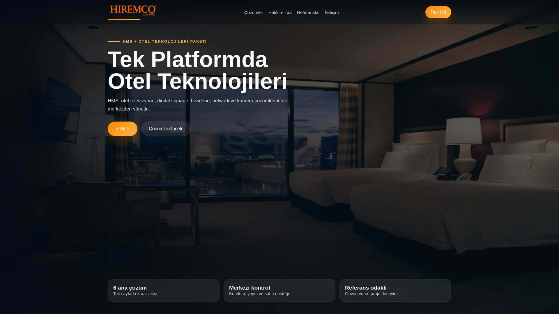 website screenshot of https://hiremcoproje.com/