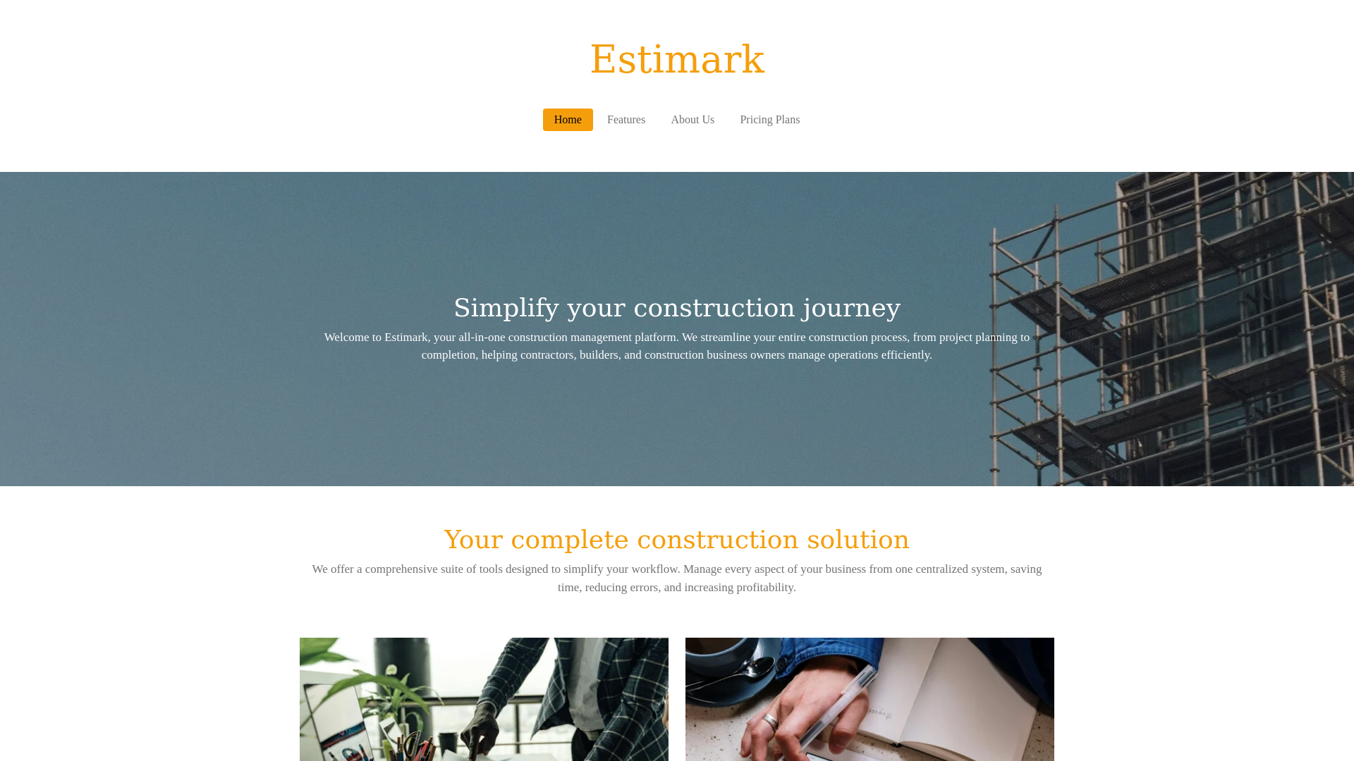 website screenshot of https://estimark.net/