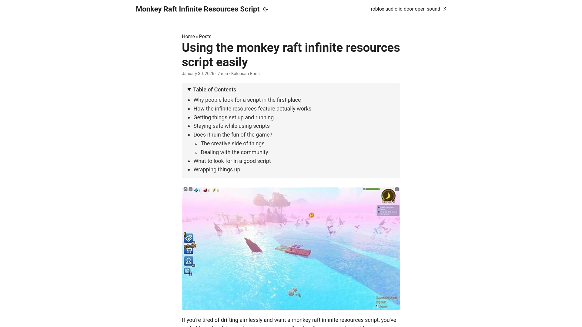 website screenshot of https://monkey-raft-infinite-resources-script.pages.dev/