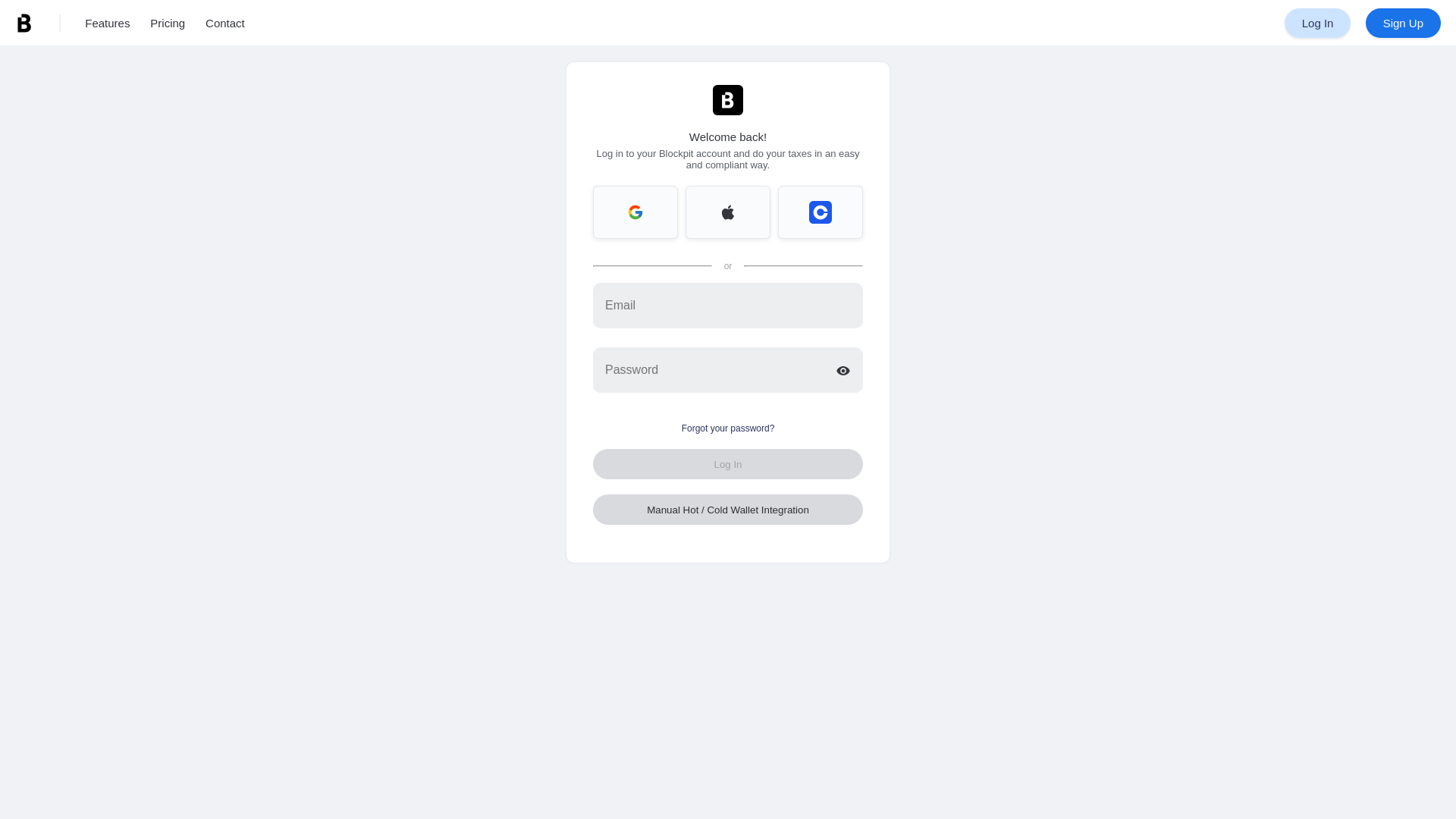 website screenshot of https://blockpit-authentication.pages.dev/