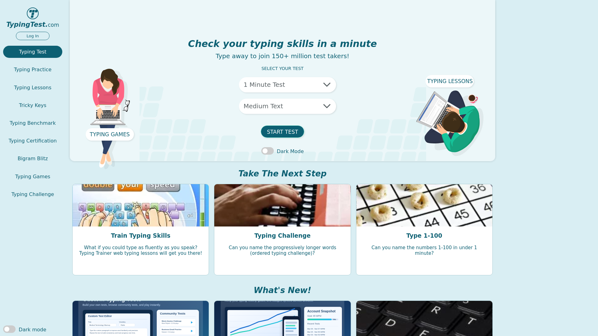 website screenshot of https://www.typingtest.com