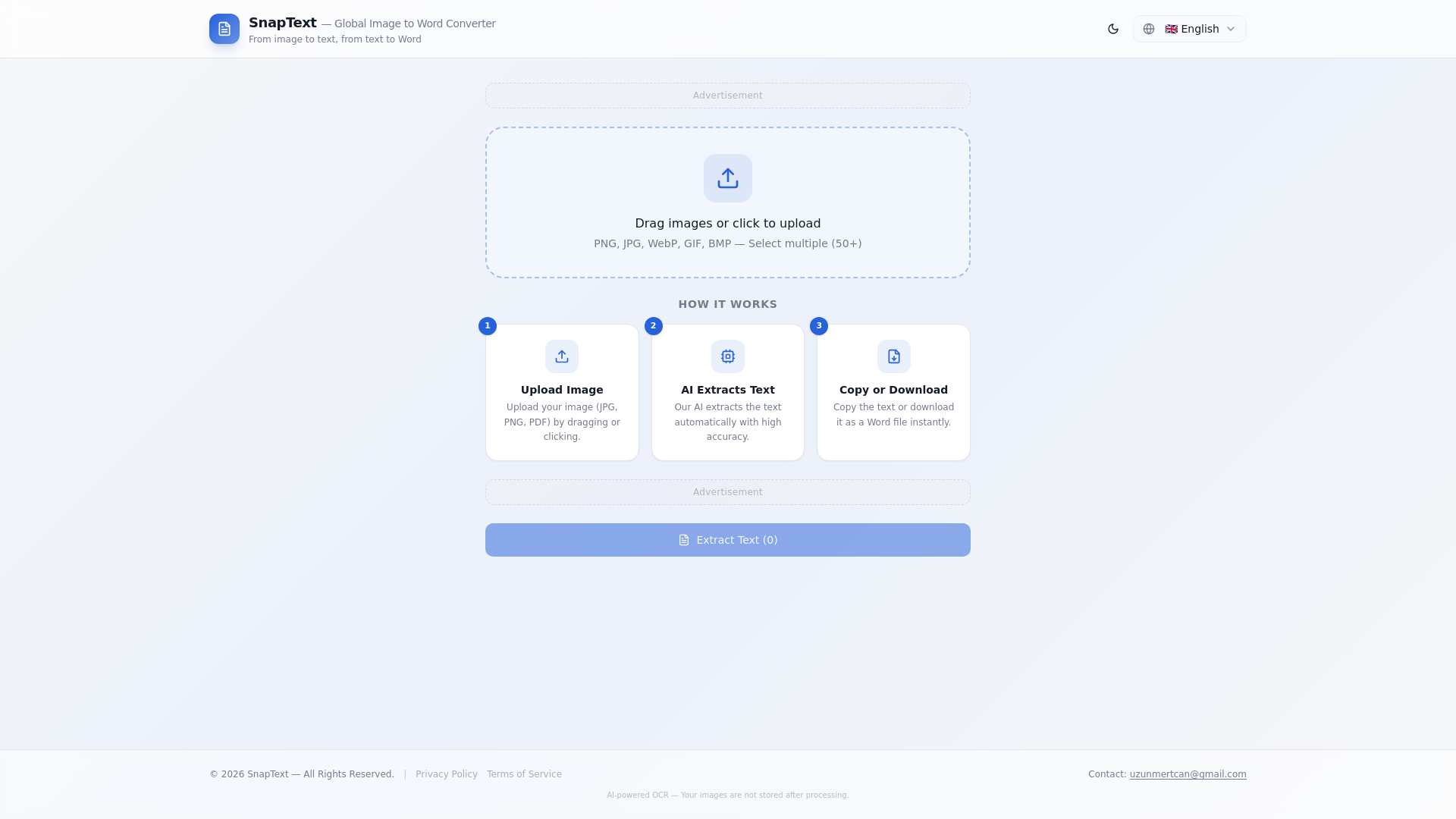website screenshot of https://snaptextocr.com/