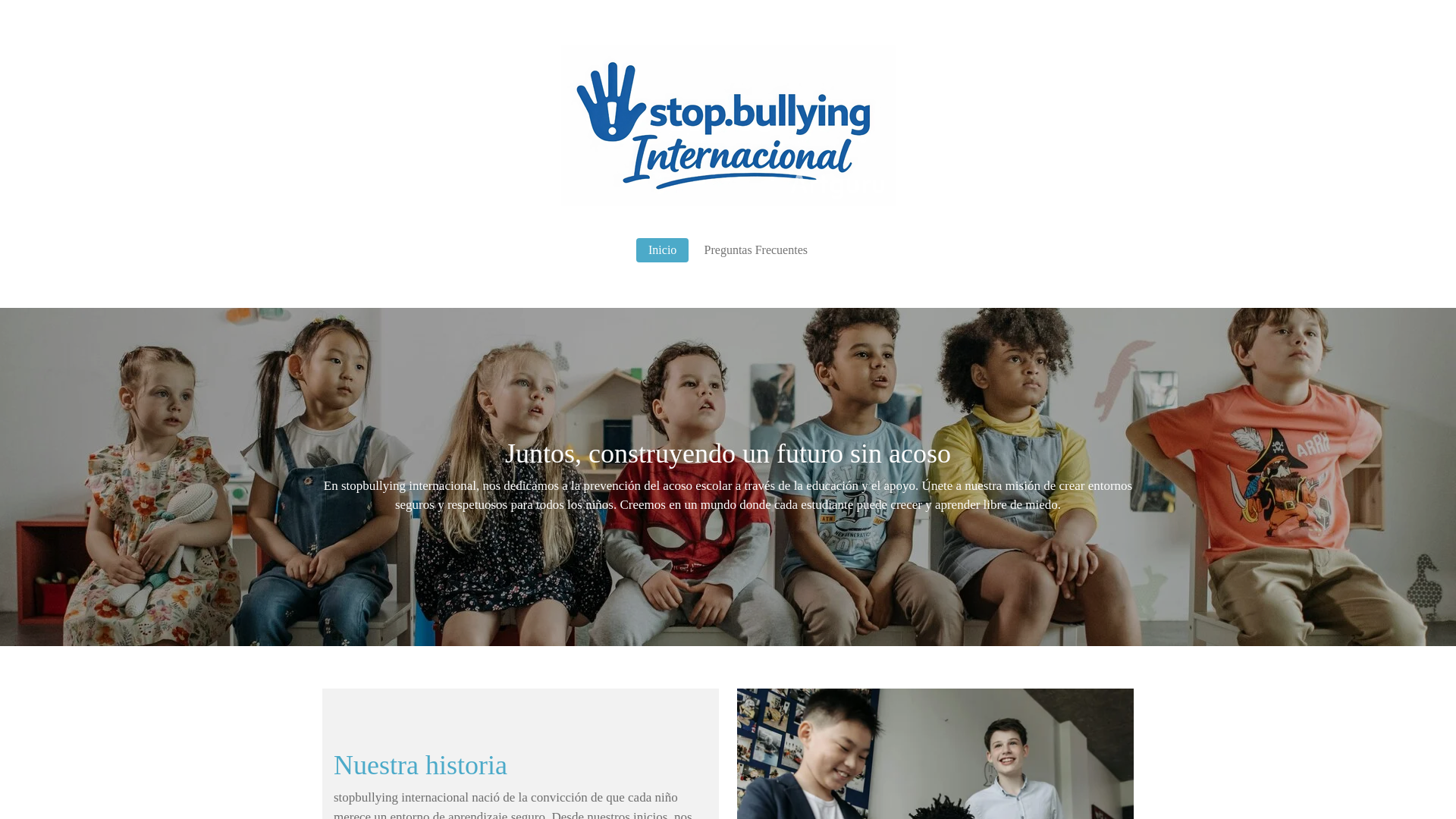 website screenshot of https://stopbullying-internacional.com/