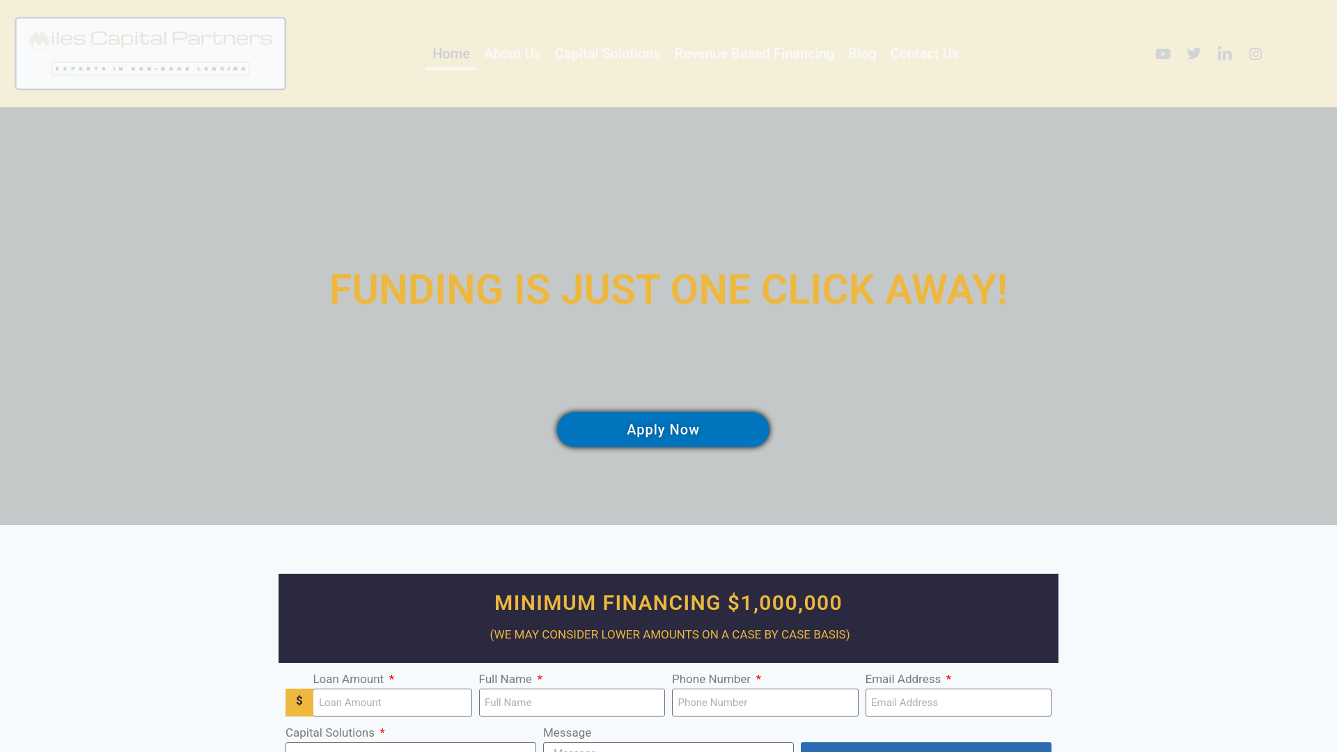 website screenshot of https://milescapitallend.info