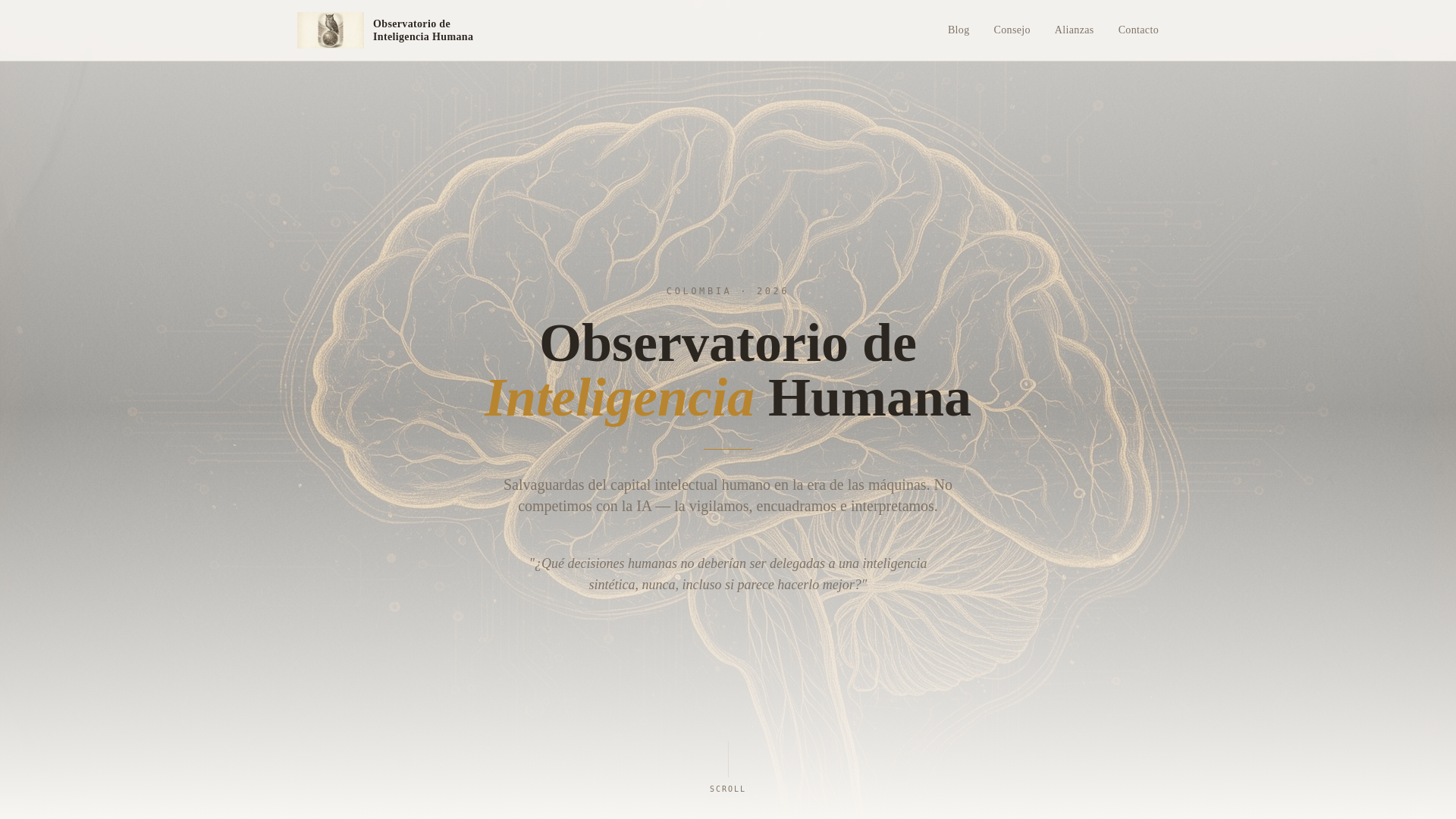 website screenshot of https://observatoriointeligenciahumana.org