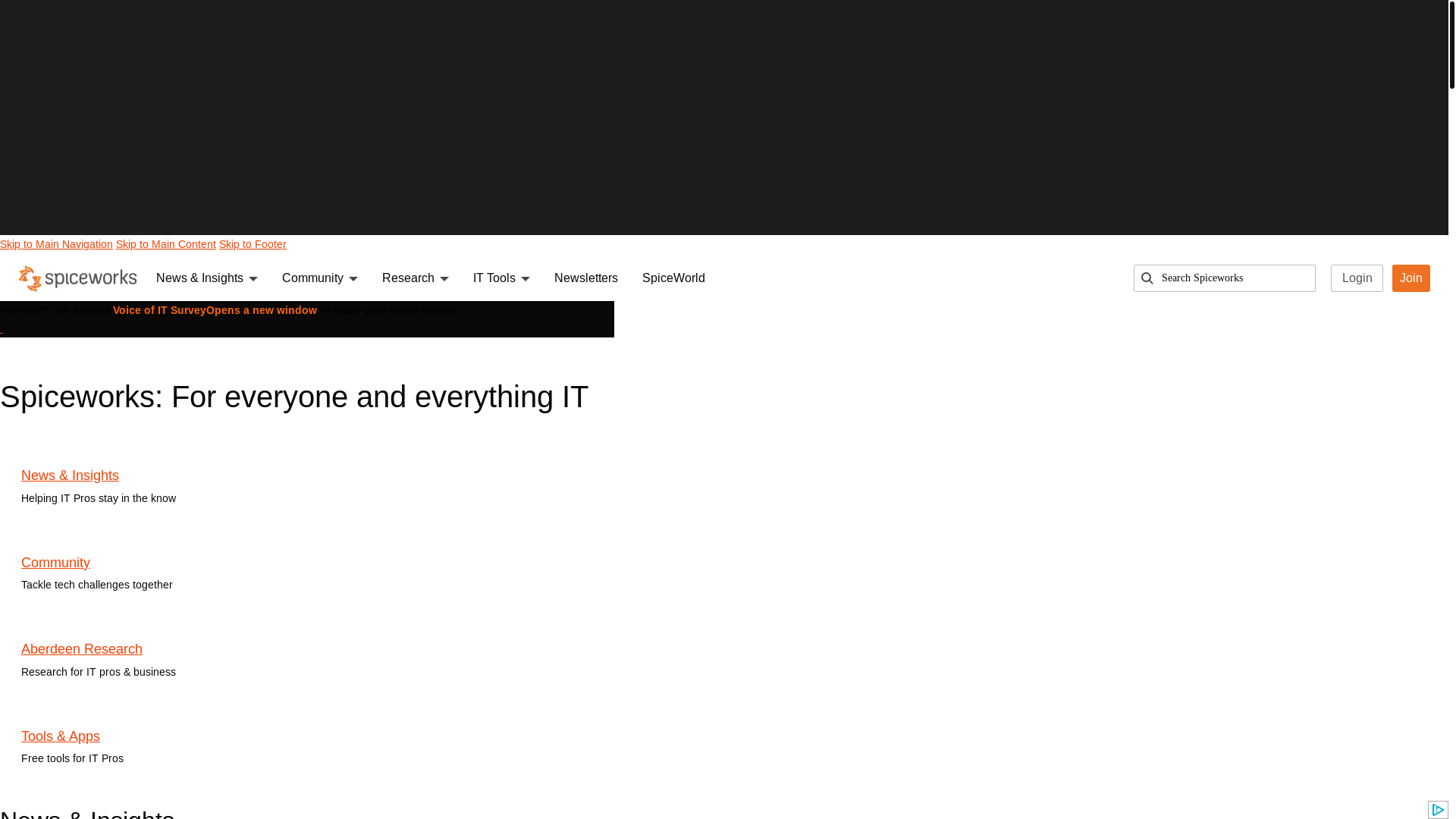 website screenshot of https://spiceworks.com/
