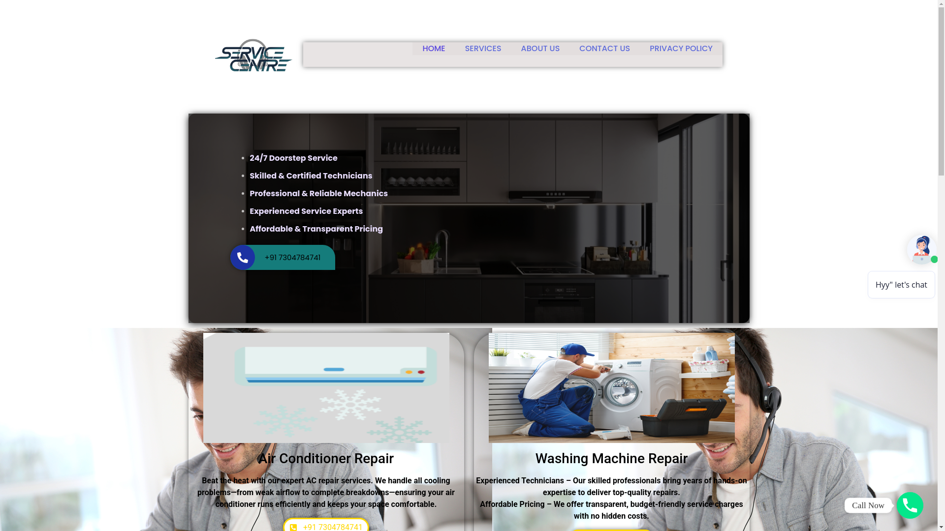 website screenshot of https://servicecenterappliance.in/