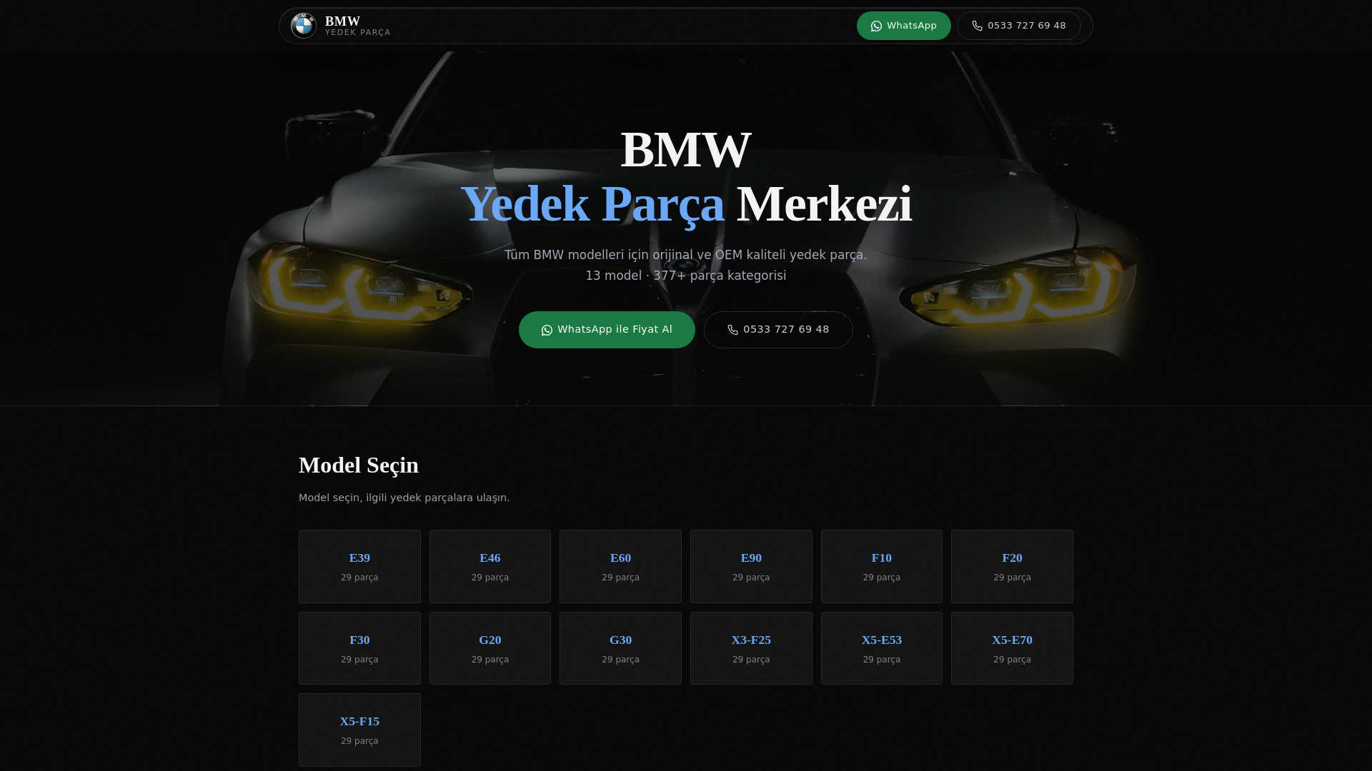 website screenshot of https://bmw-yedekparca.com.tr/