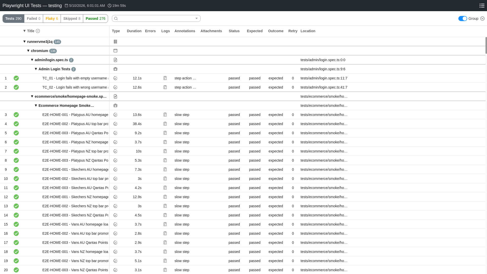website screenshot of https://playwright-ui-reports.pages.dev/