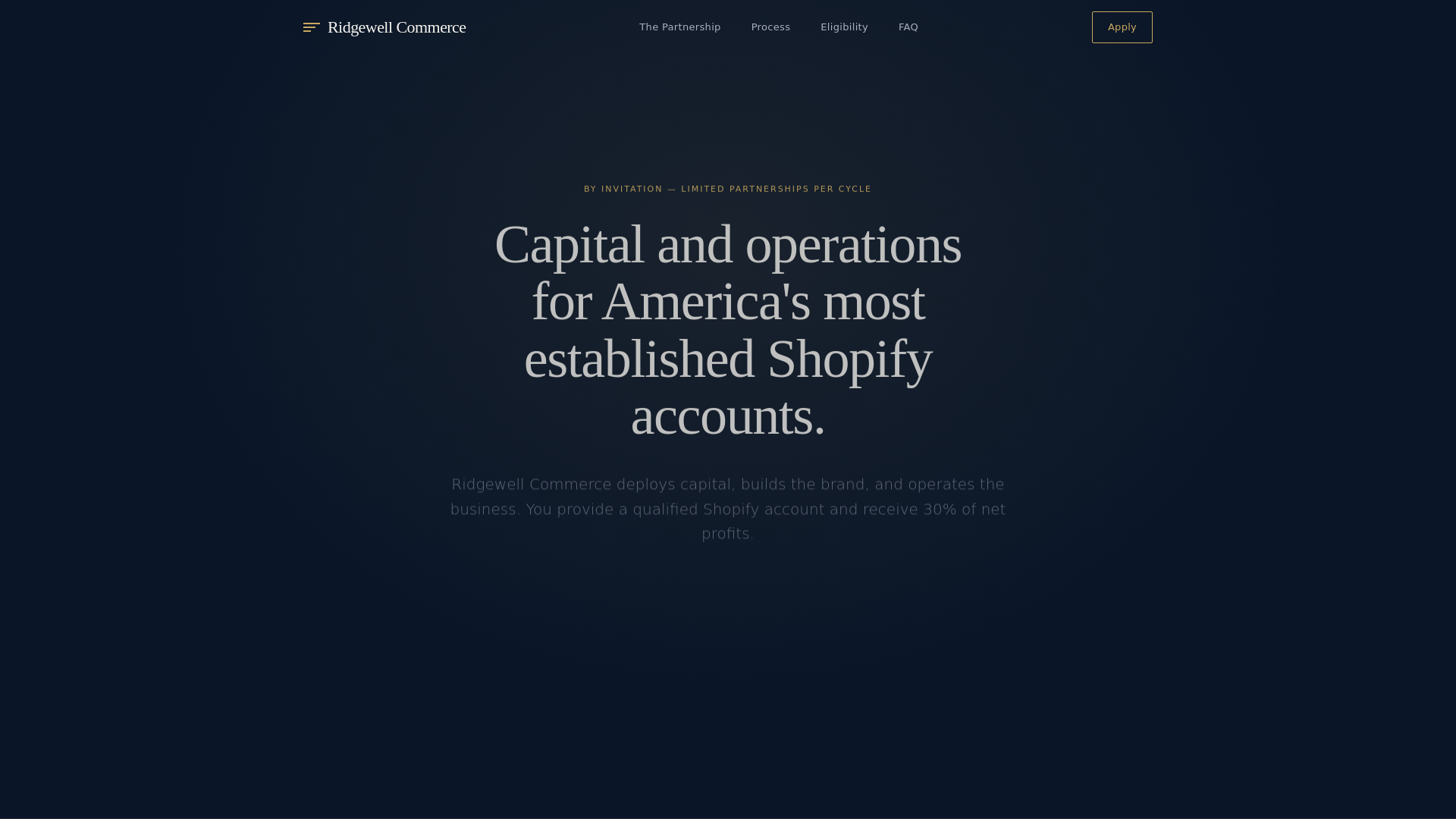 website screenshot of https://ridgewellcommerce.com/