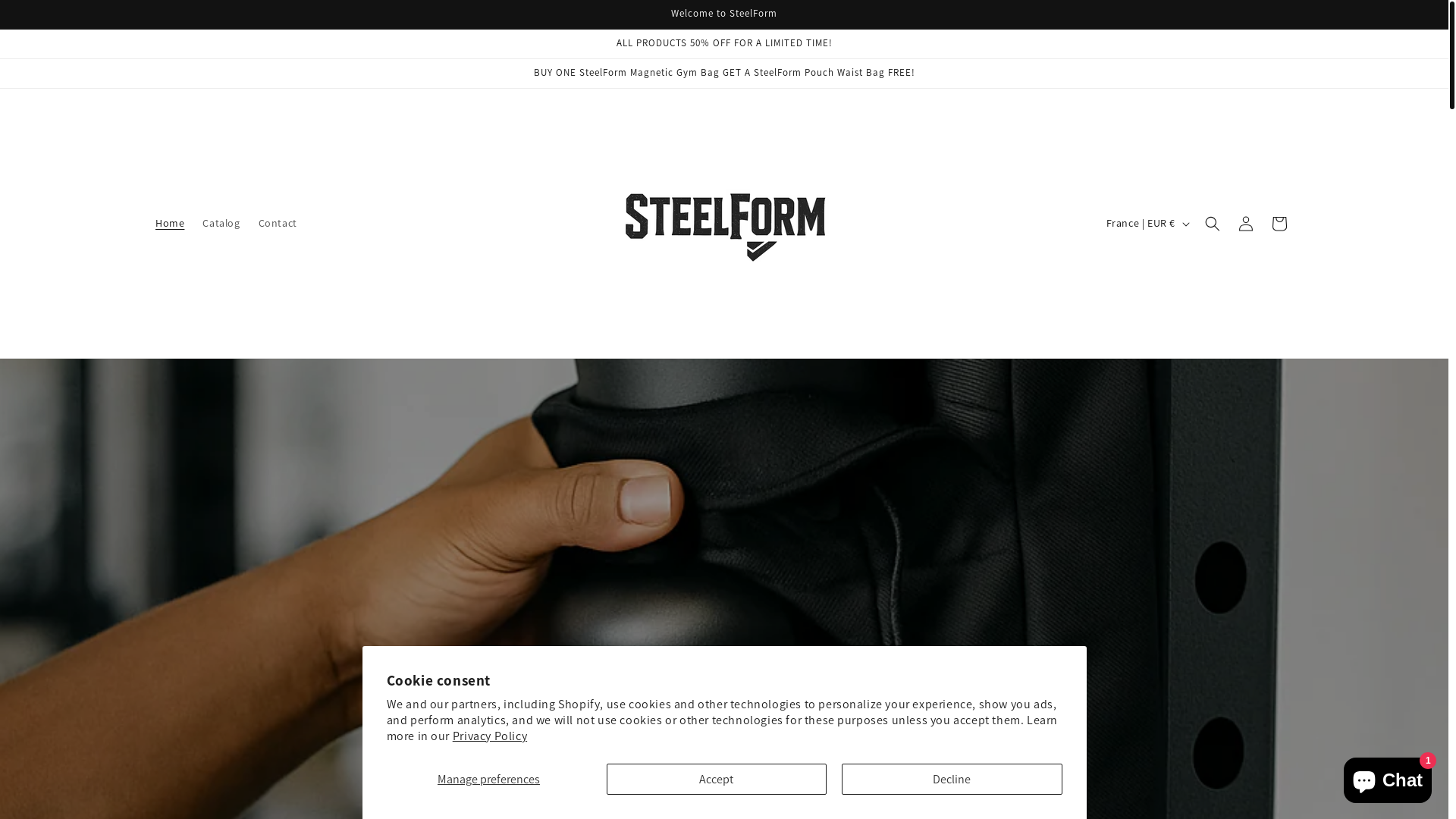 website screenshot of https://steelform.shop/