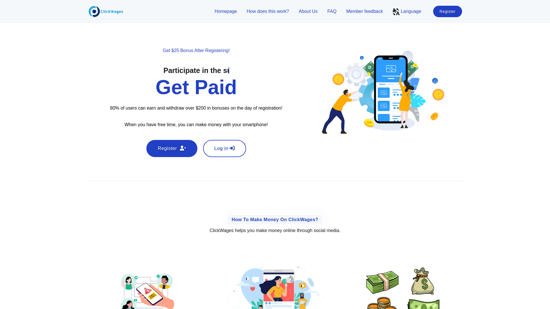 website screenshot of https://clickbtcwages.buzz