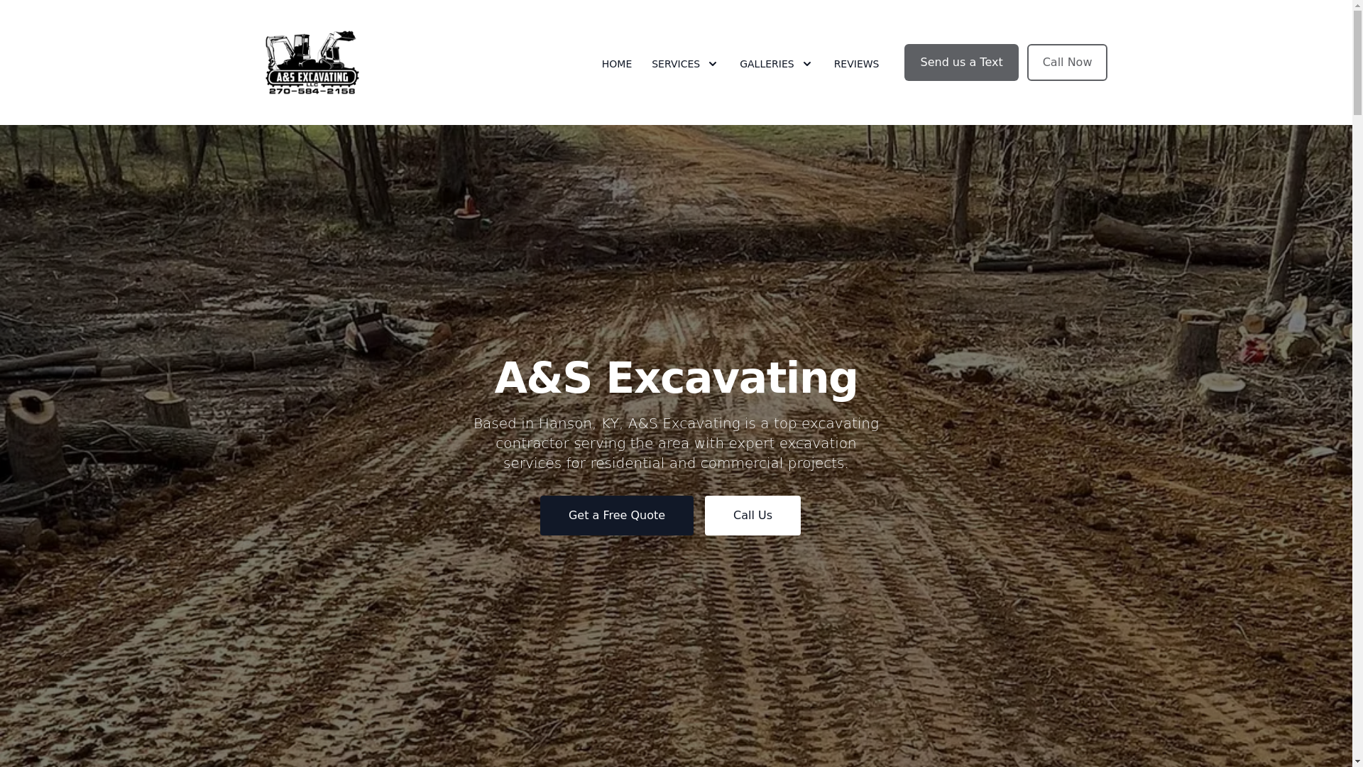 website screenshot of https://asexcavatingky.com/