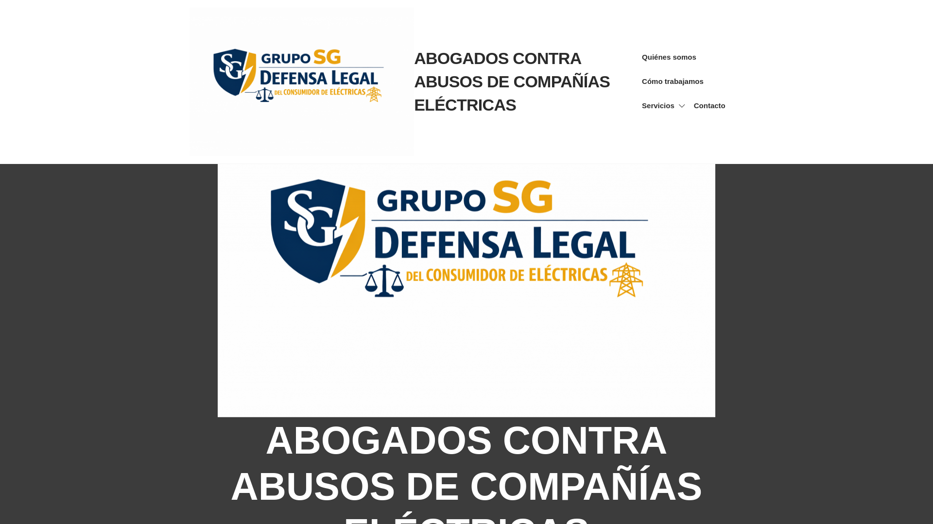website screenshot of https://defensalegaldelconsumidordeelectricas.com