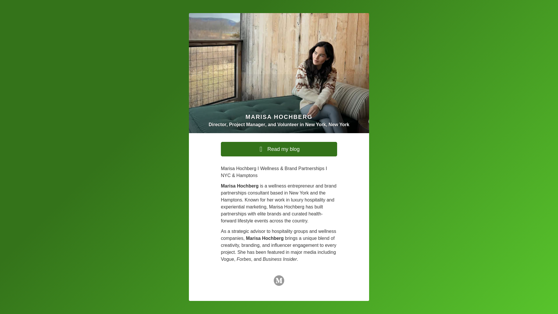 website screenshot of https://marisahochberg.me/