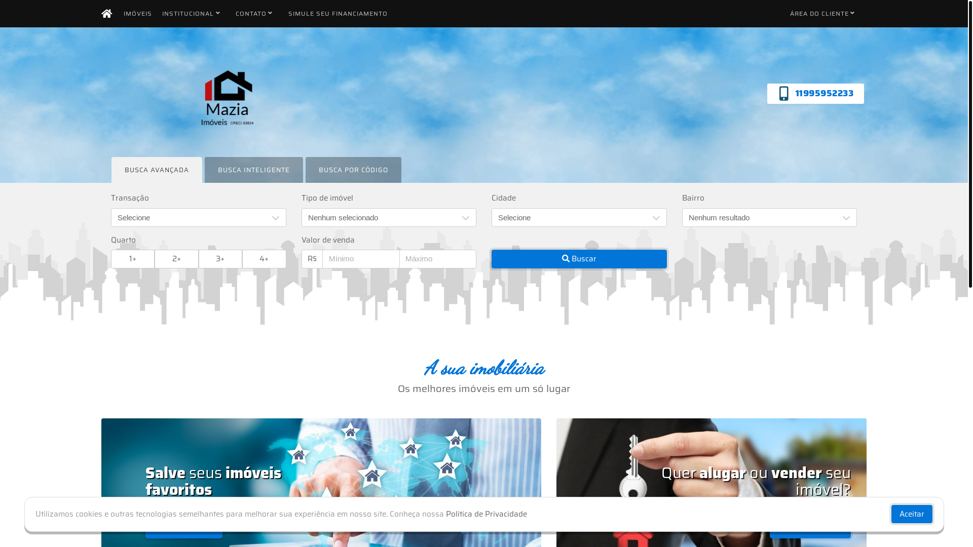 website screenshot of https://maziaimoveis.com.br/